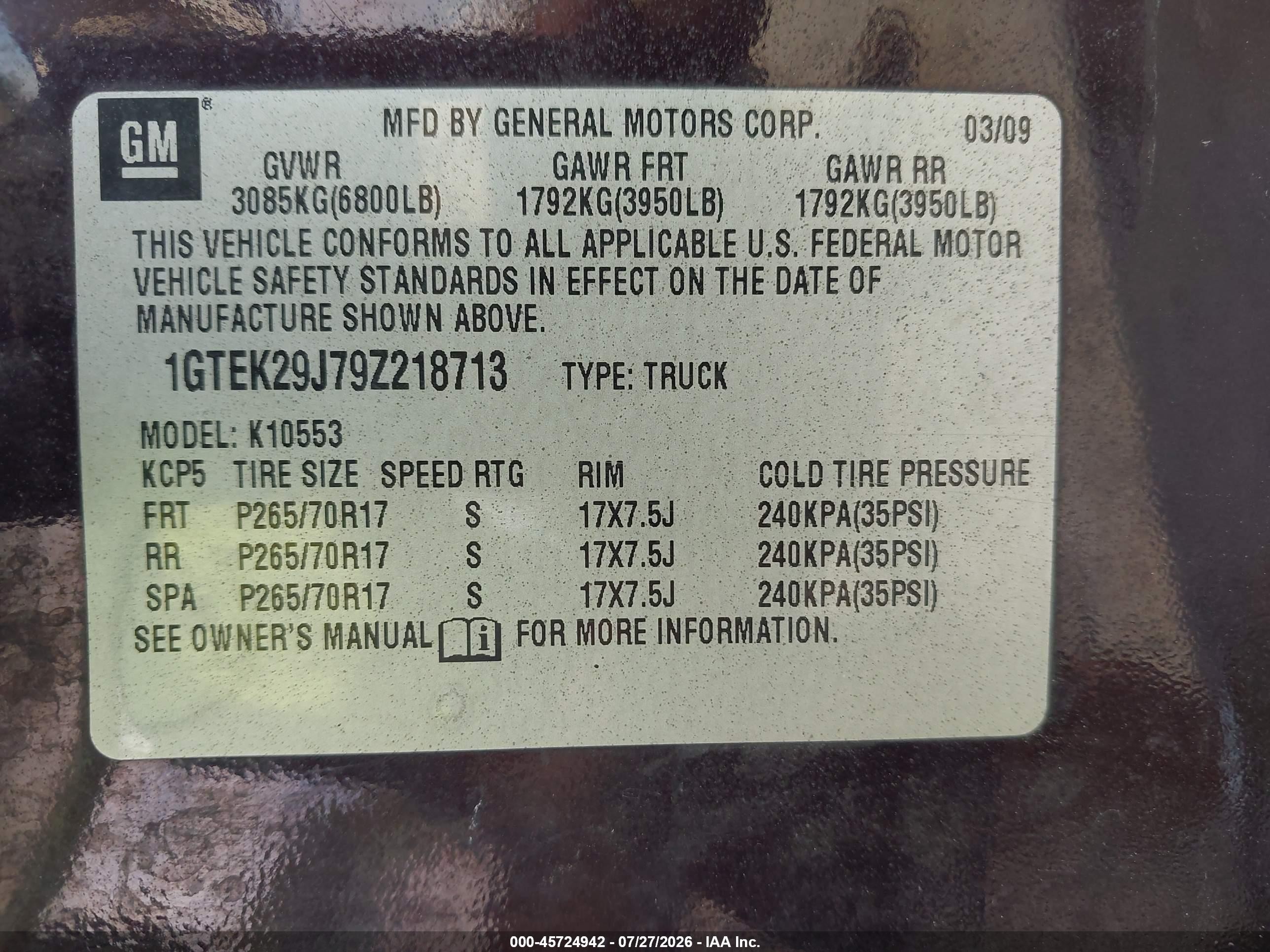 2009 Gmc Sierra 1500 Sle Purple vin: 1GTEK29J79Z218713