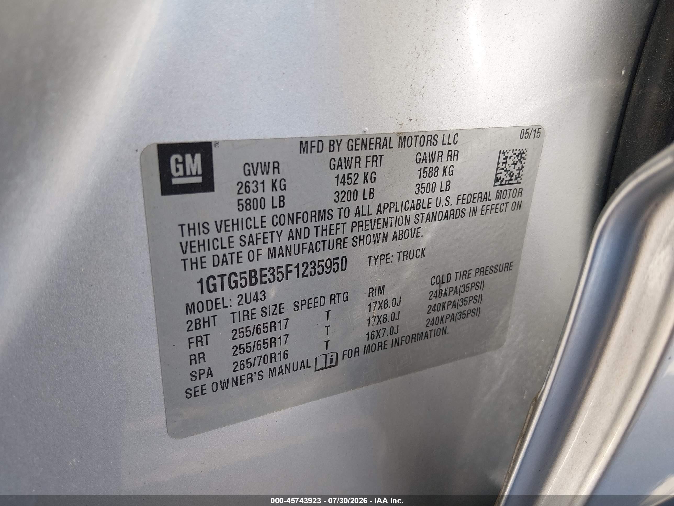 2015 Gmc Canyon 2wd Sle Silver vin: 1GTG5BE35F1235950