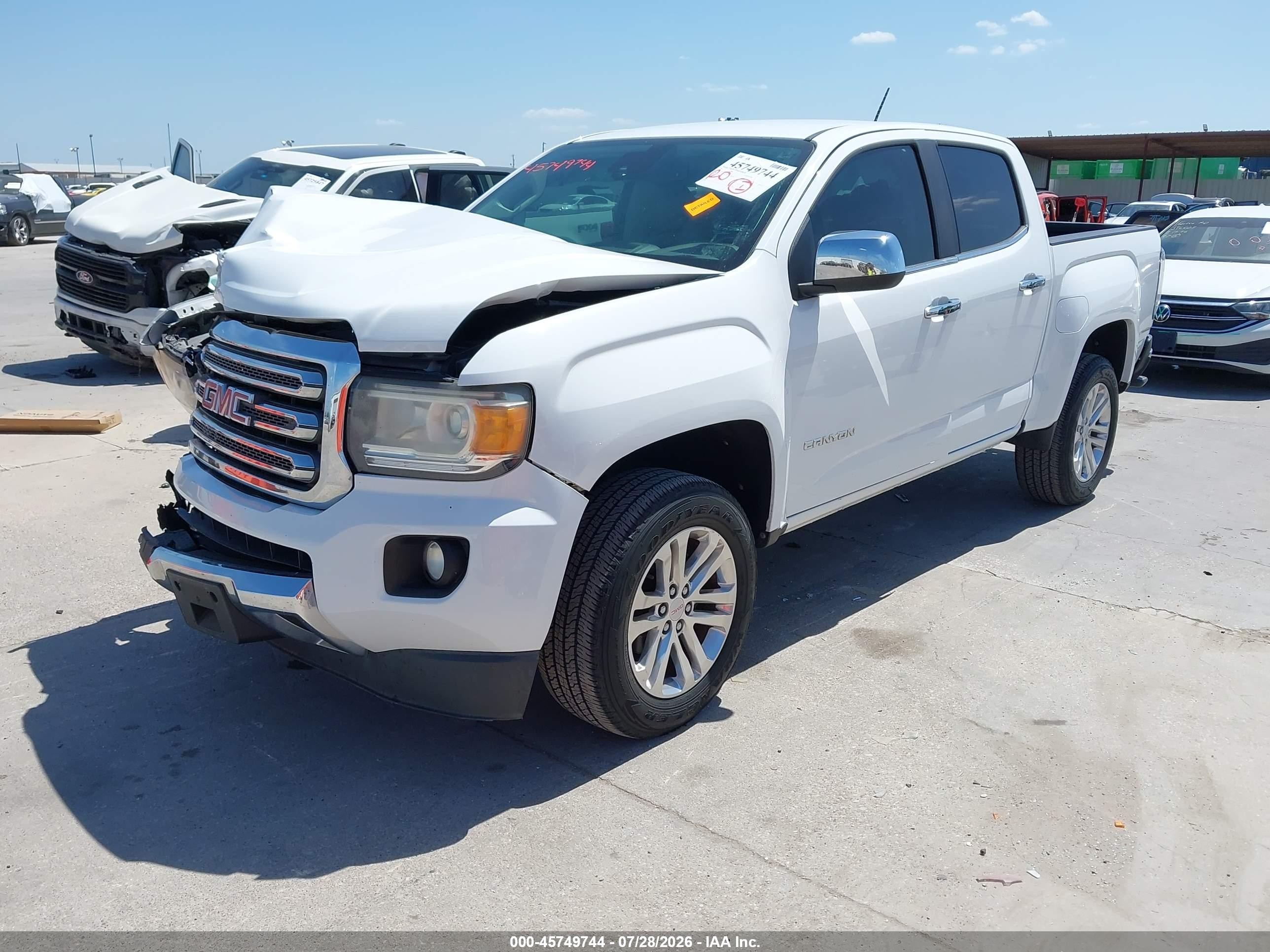 2015 Gmc Canyon 2wd Slt White vin: 1GTG5CE35F1238854