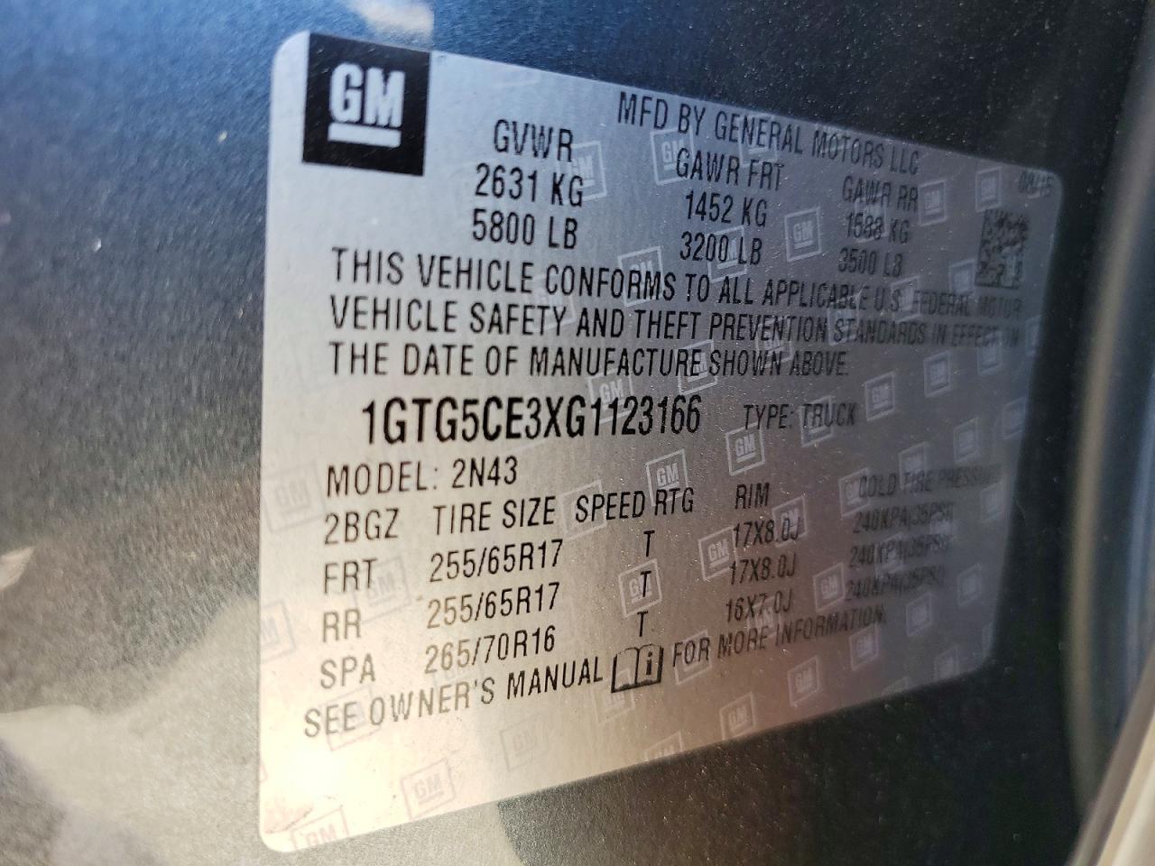 2016 Gmc Canyon Sle Charcoal vin: 1GTG5CE3XG1123166