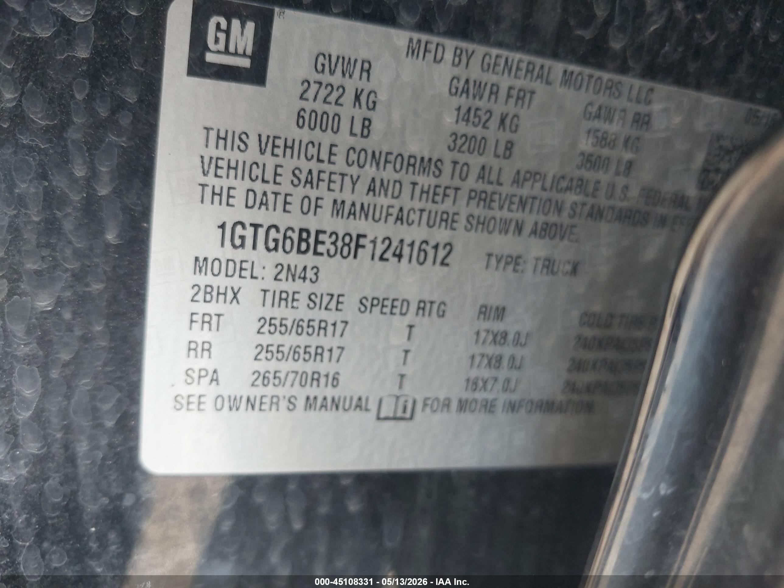 2015 Gmc Canyon Sle Черный vin: 1GTG6BE38F1241612