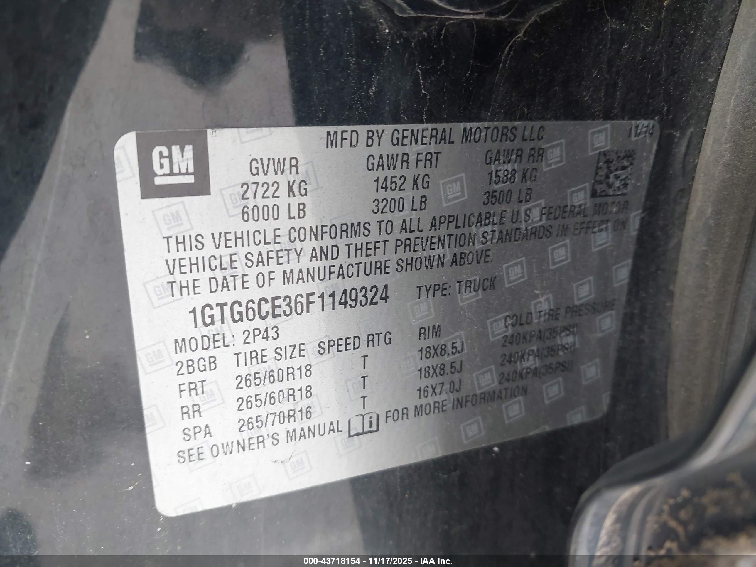 2015 Gmc Canyon Slt Black vin: 1GTG6CE36F1149324