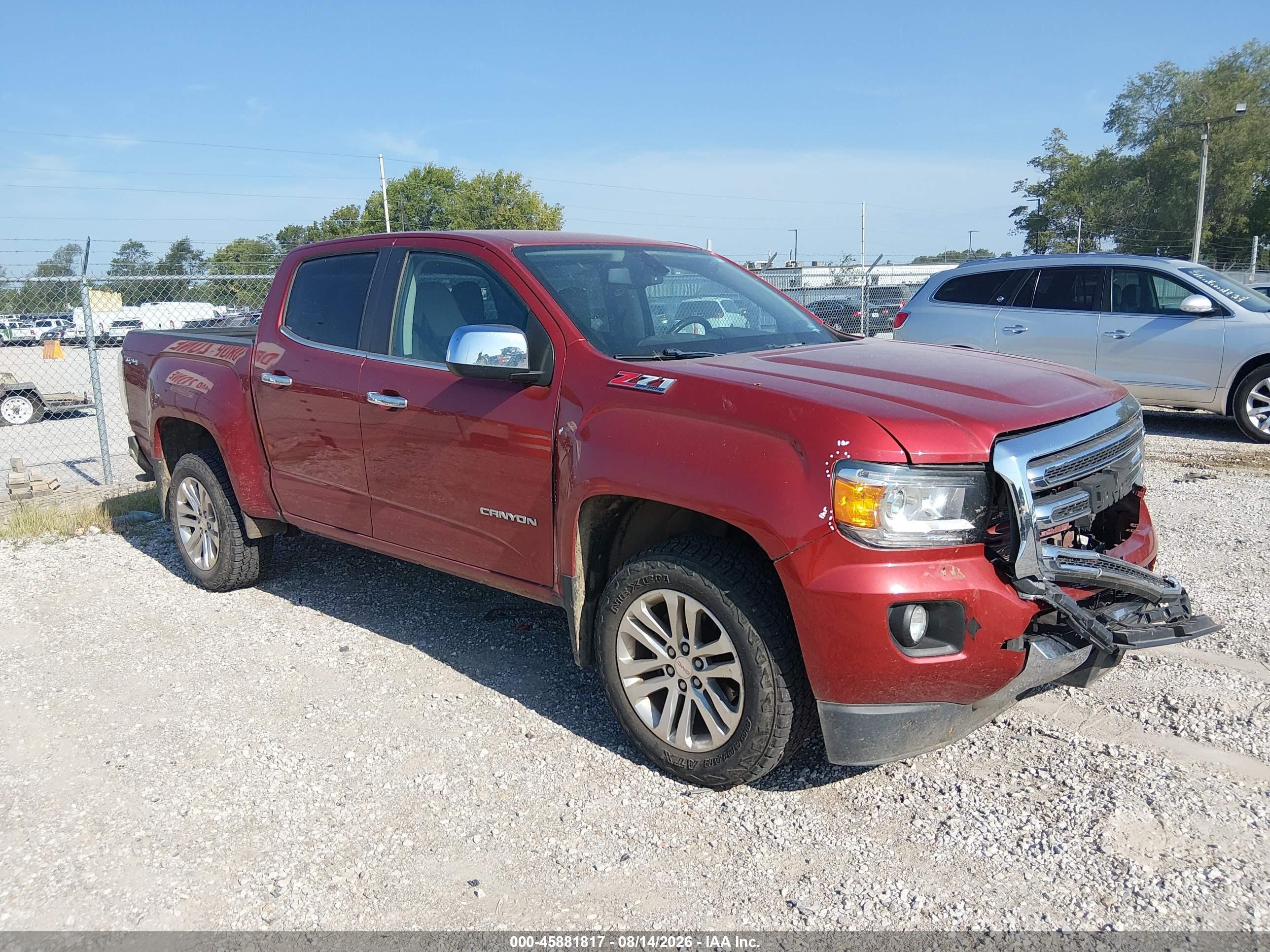 2015 Gmc Canyon 4wd Slt Maroon vin: 1GTG6CE38F1202735