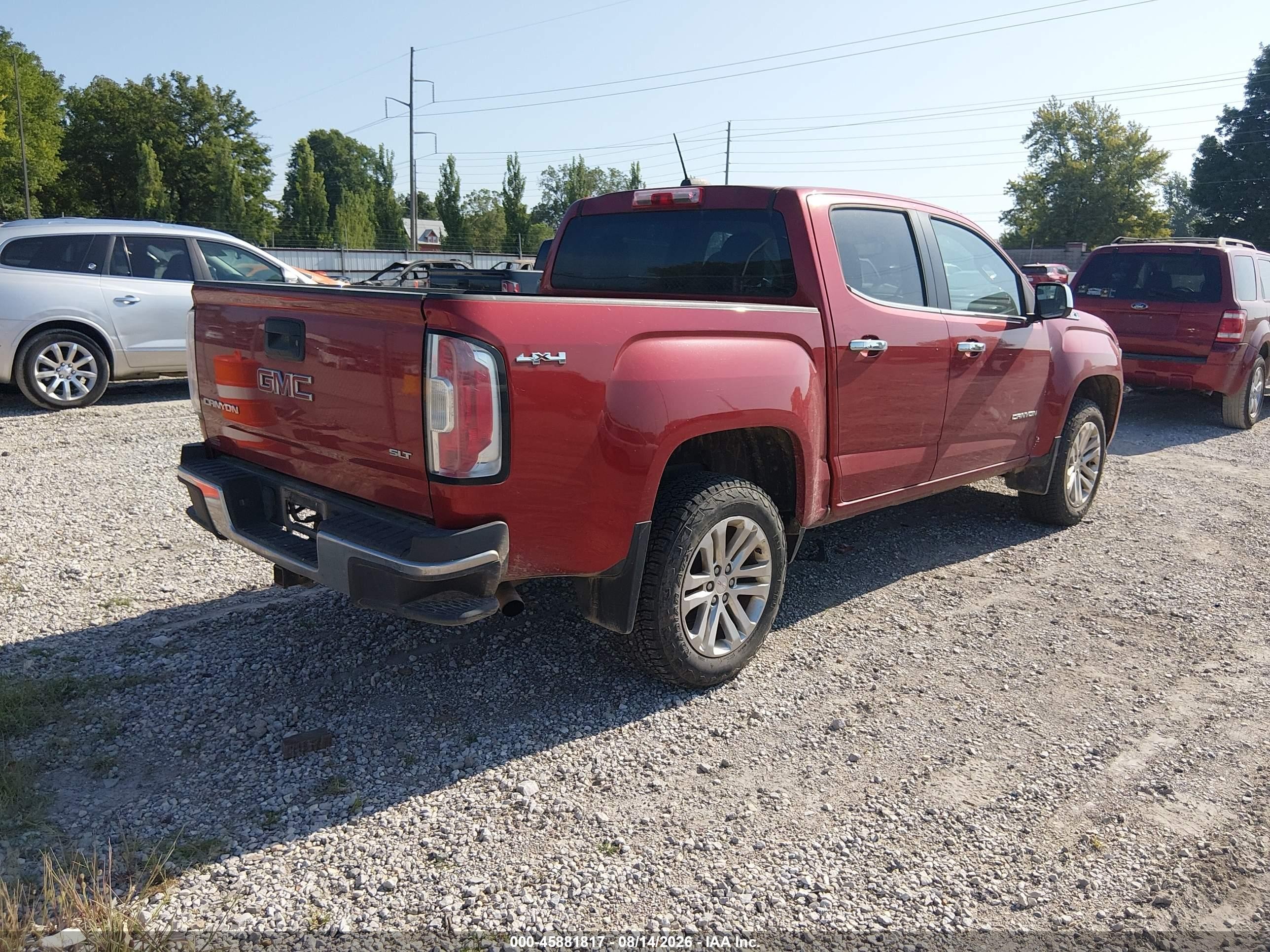 2015 Gmc Canyon 4wd Slt Maroon vin: 1GTG6CE38F1202735