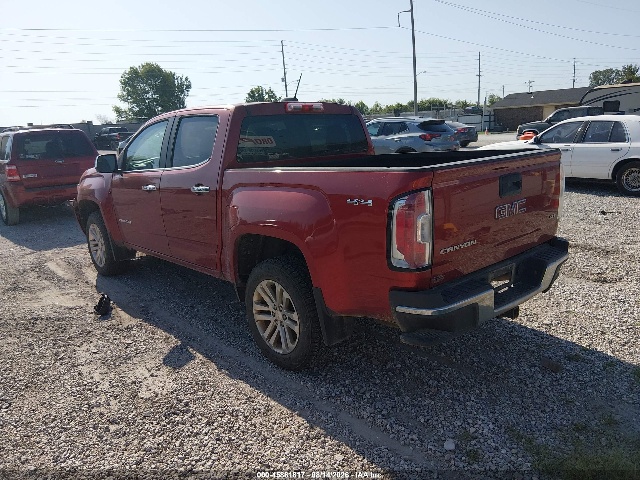 2015 Gmc Canyon 4wd Slt Maroon vin: 1GTG6CE38F1202735
