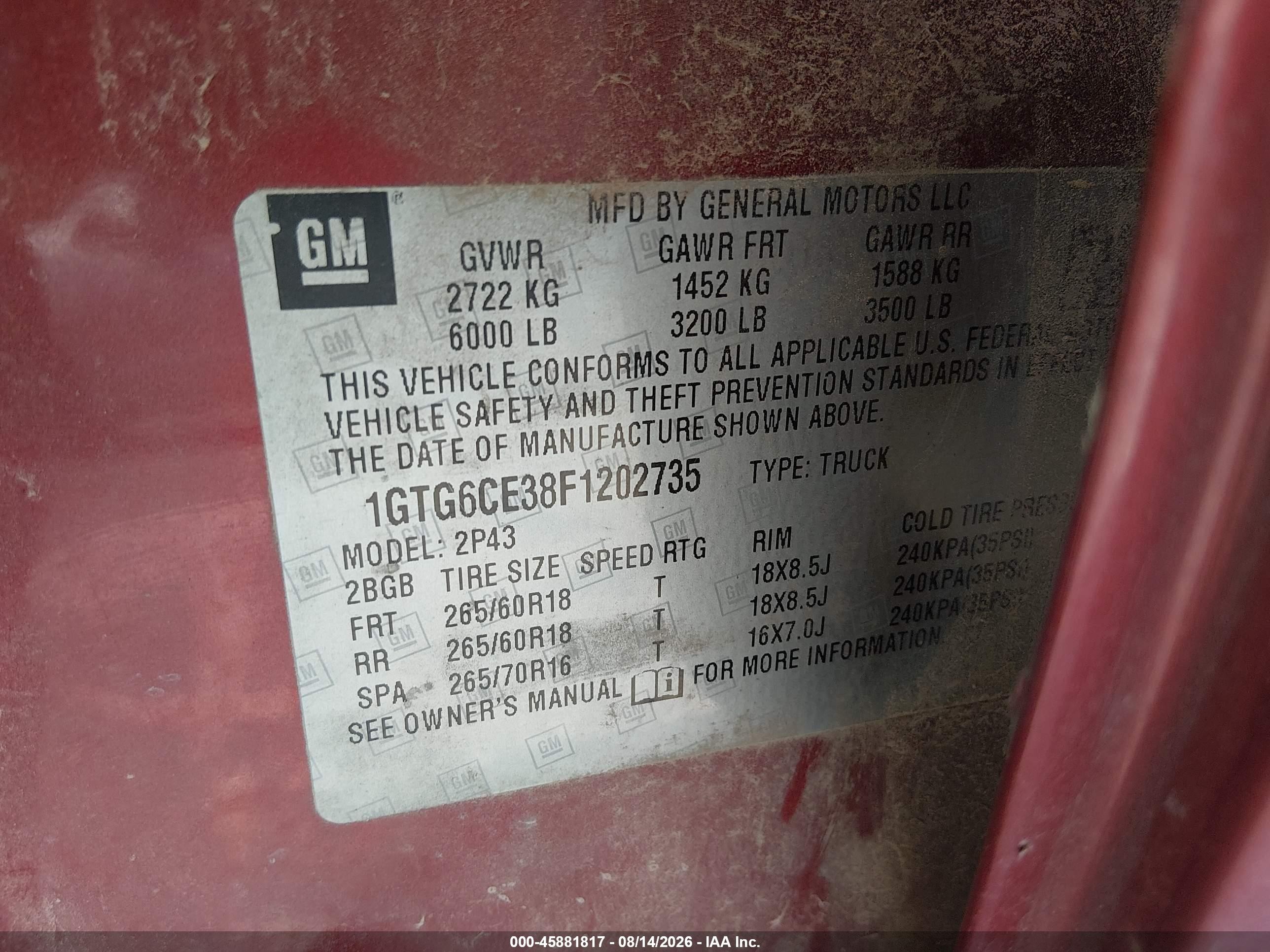 2015 Gmc Canyon 4wd Slt Maroon vin: 1GTG6CE38F1202735