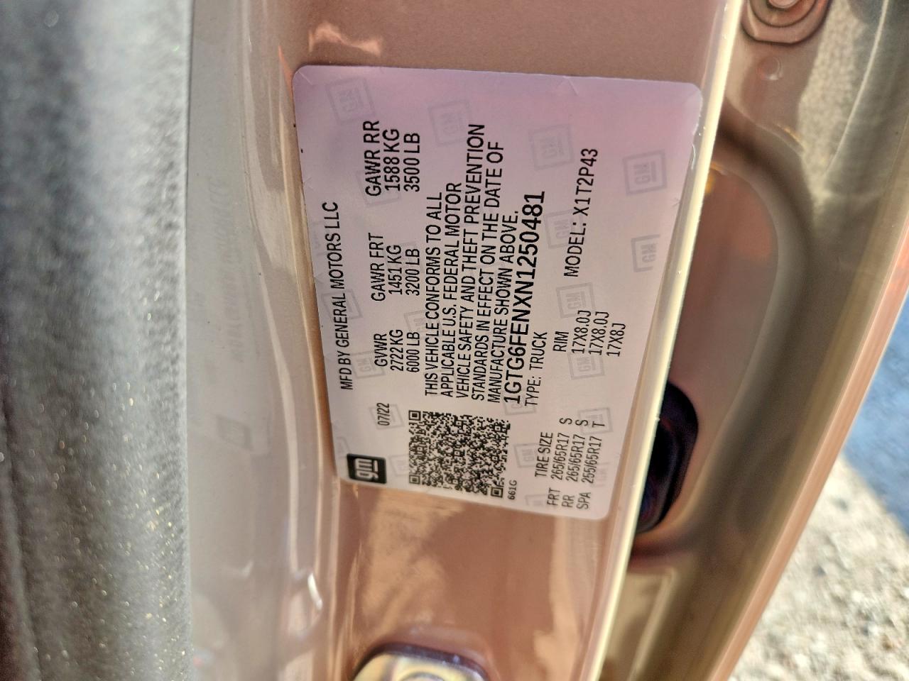 2022 Gmc Canyon At4 Tan vin: 1GTG6FENXN1250481