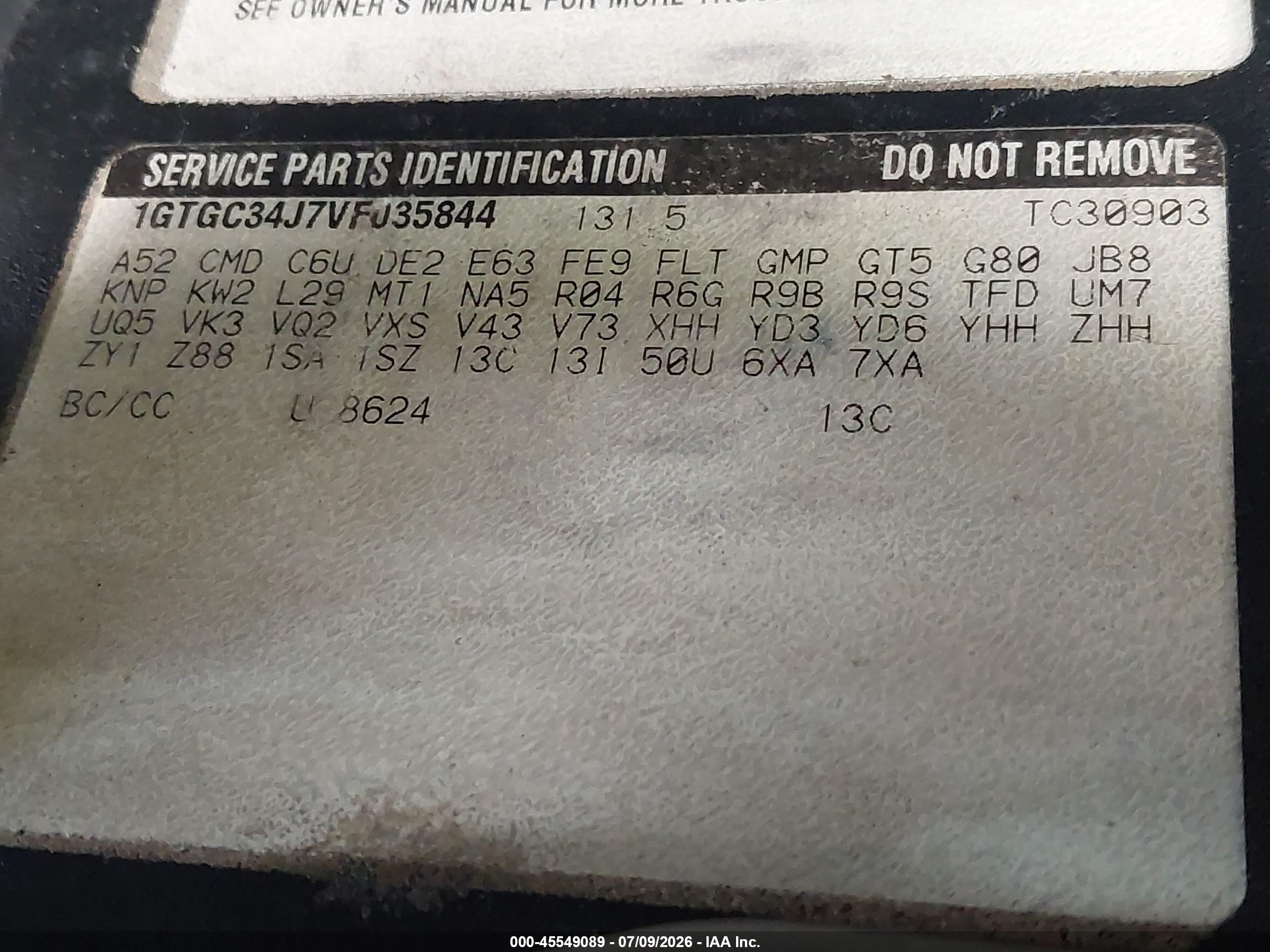 1997 Gmc Sierra 3500 Hd Sl Белый vin: 1GTGC34J7VF035844