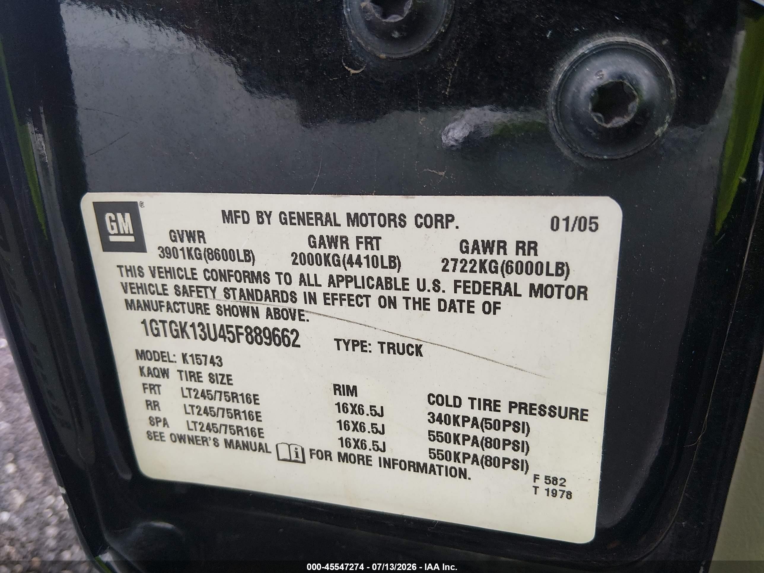 2005 Gmc Sierra 1500hd Slt Black vin: 1GTGK13U45F889662