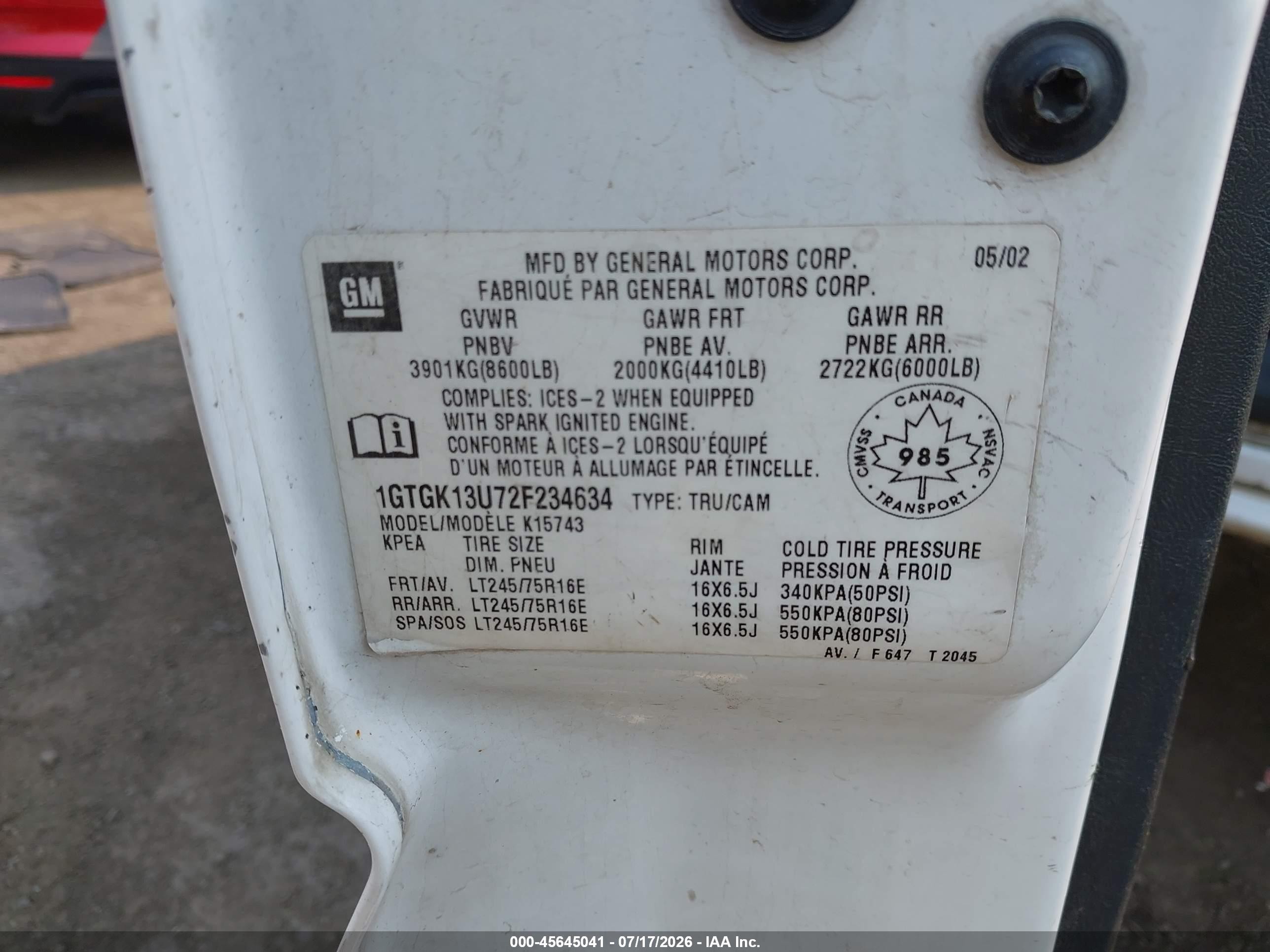 2002 Gmc Sierra 1500hd Sle White vin: 1GTGK13U72F234634
