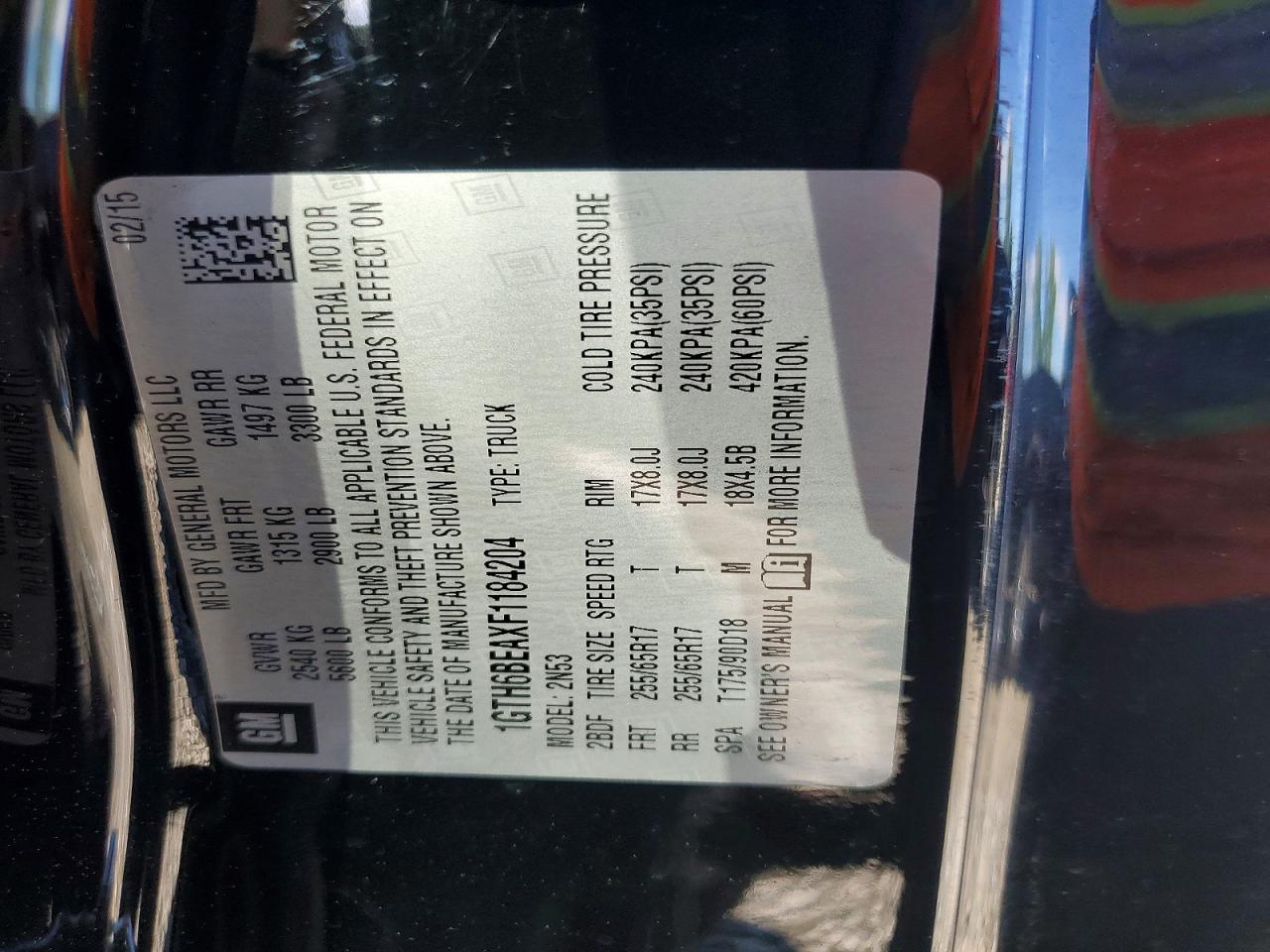 2015 Gmc Canyon Black vin: 1GTH6BEAXF1184204