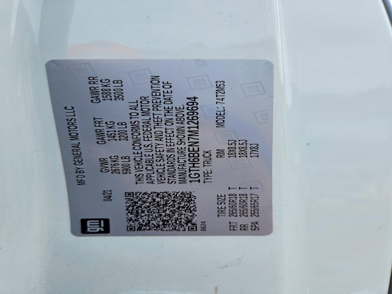 2021 Gmc Canyon Elevation White vin: 1GTH6BEN7M1269694