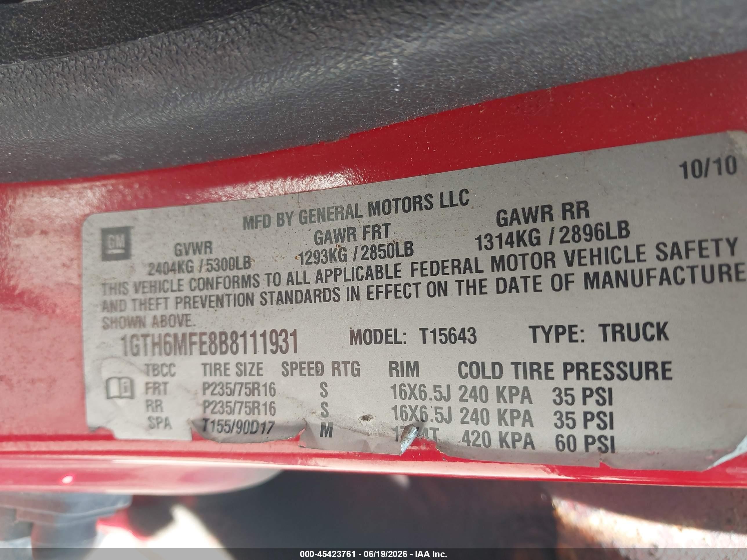 2011 Gmc Canyon Sle1 Red vin: 1GTH6MFE8B8111931