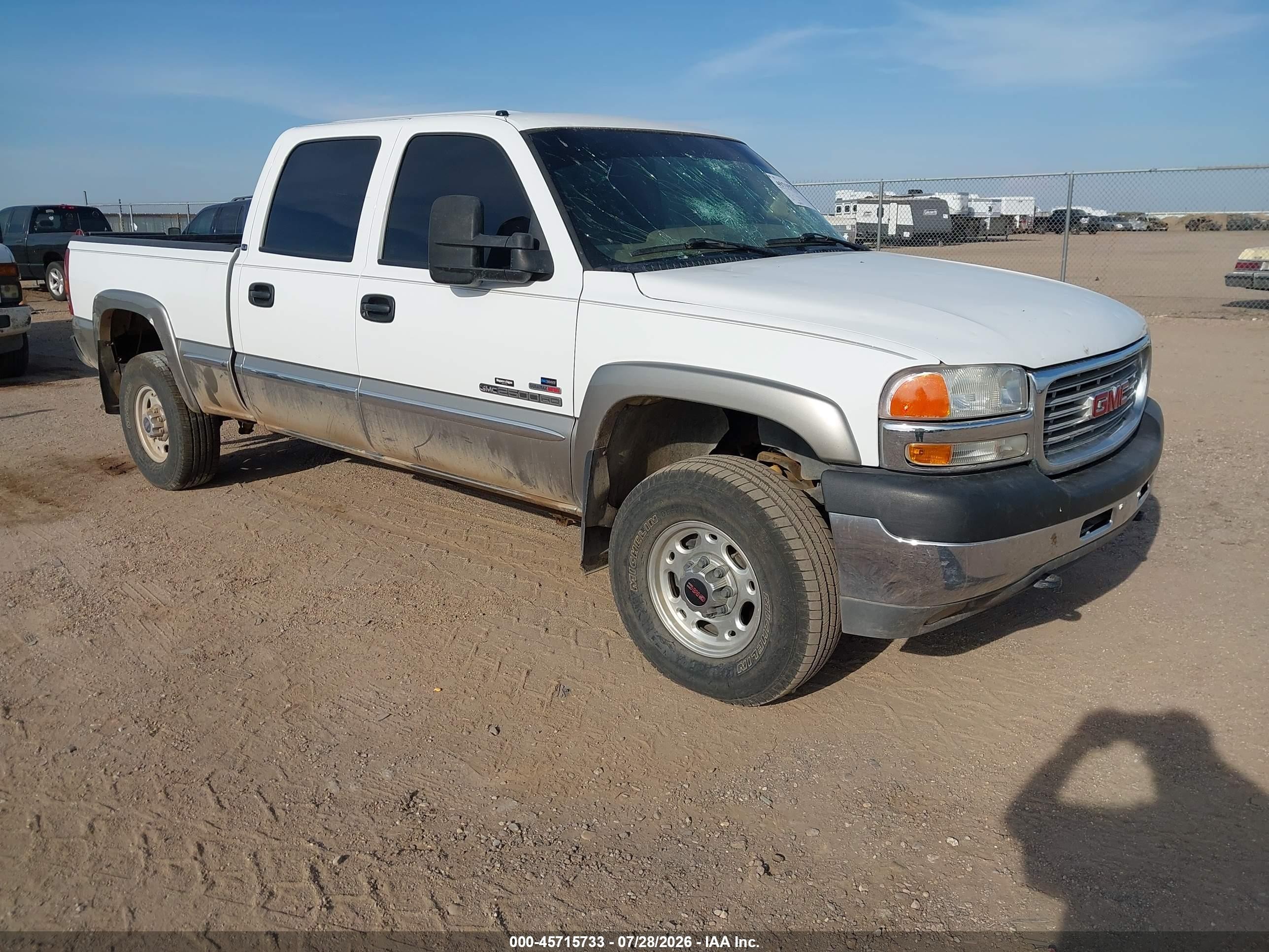 2002 Gmc Sierra 2500hd Sle White vin: 1GTHC23152F100248