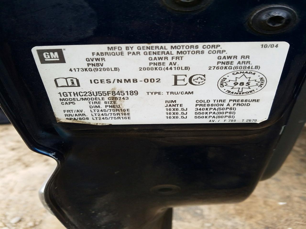 2005 Gmc Sierra C2500 Heavy Duty Blue vin: 1GTHC23U55F845189