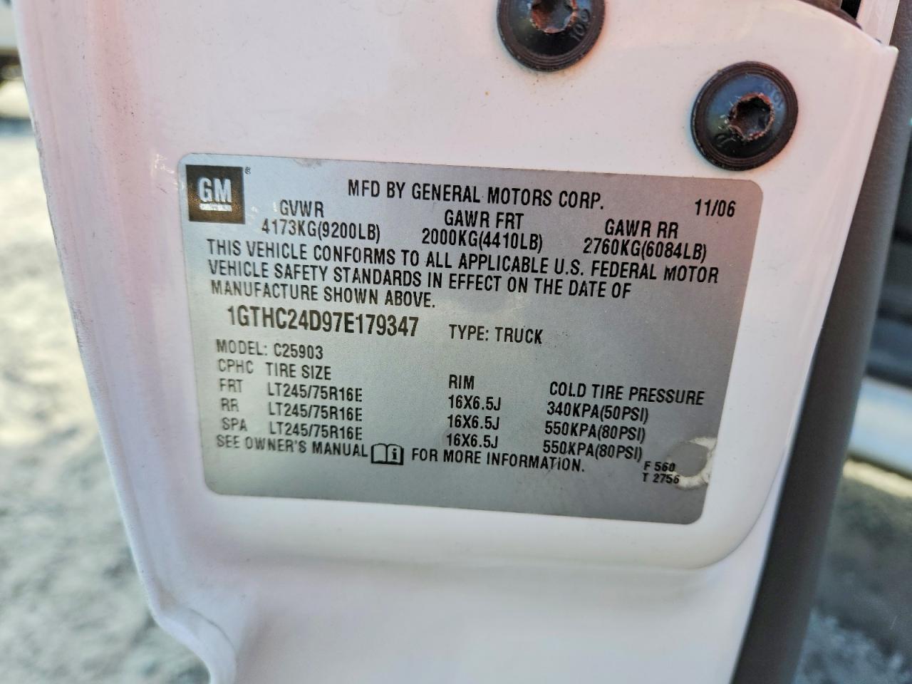 2007 Gmc Sierra C2500 Heavy Duty White vin: 1GTHC24D97E179347