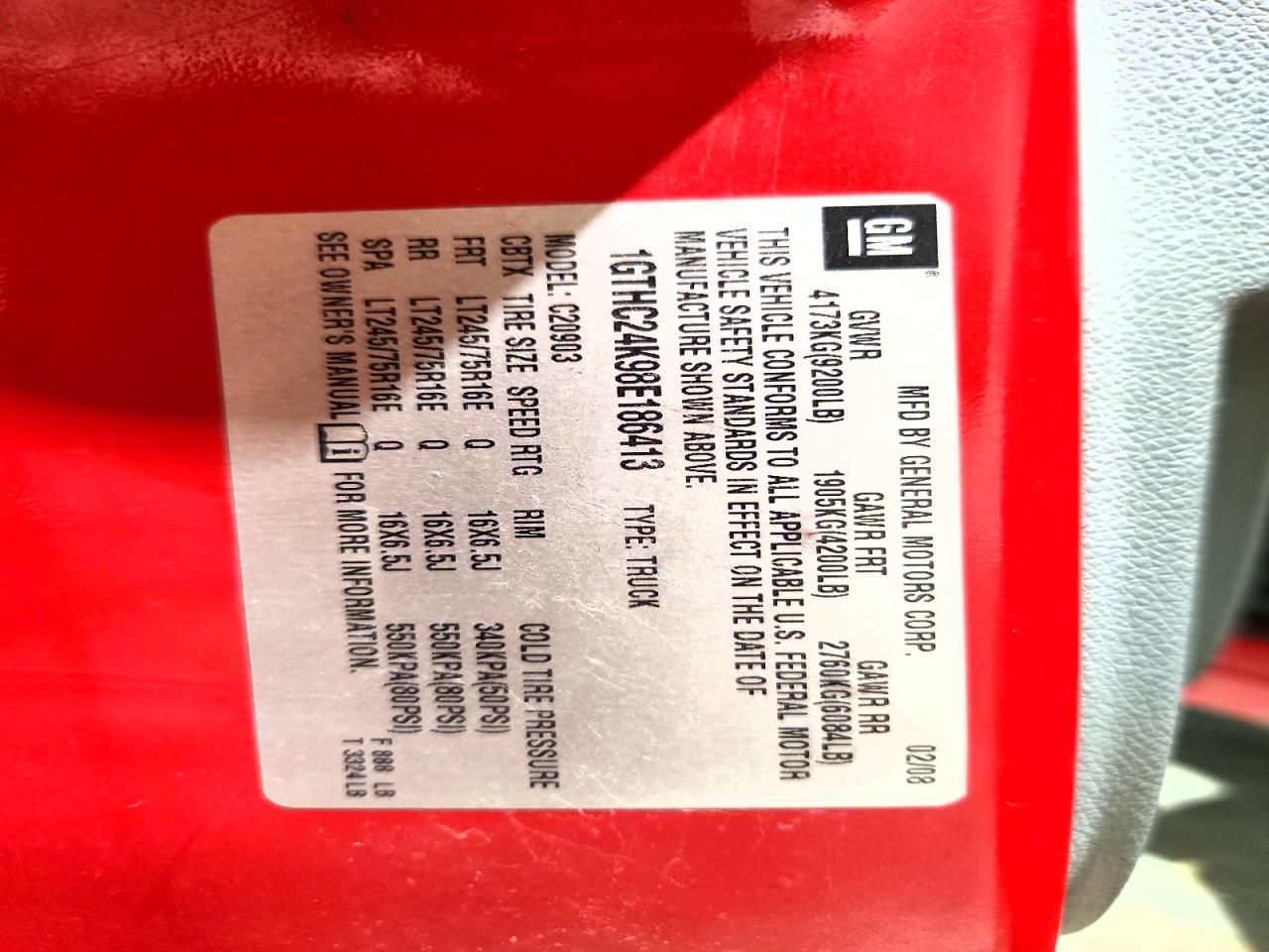 2008 Gmc Sierra C2500 Heavy Duty Red vin: 1GTHC24K98E186413