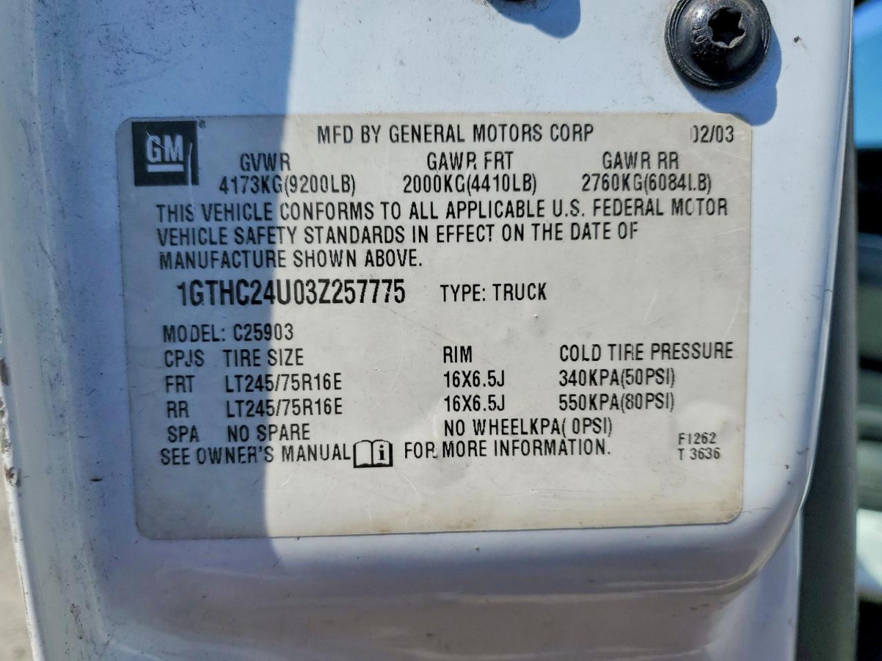 2003 Gmc Sierra C2500 Heavy Duty Белый vin: 1GTHC24U03Z257775