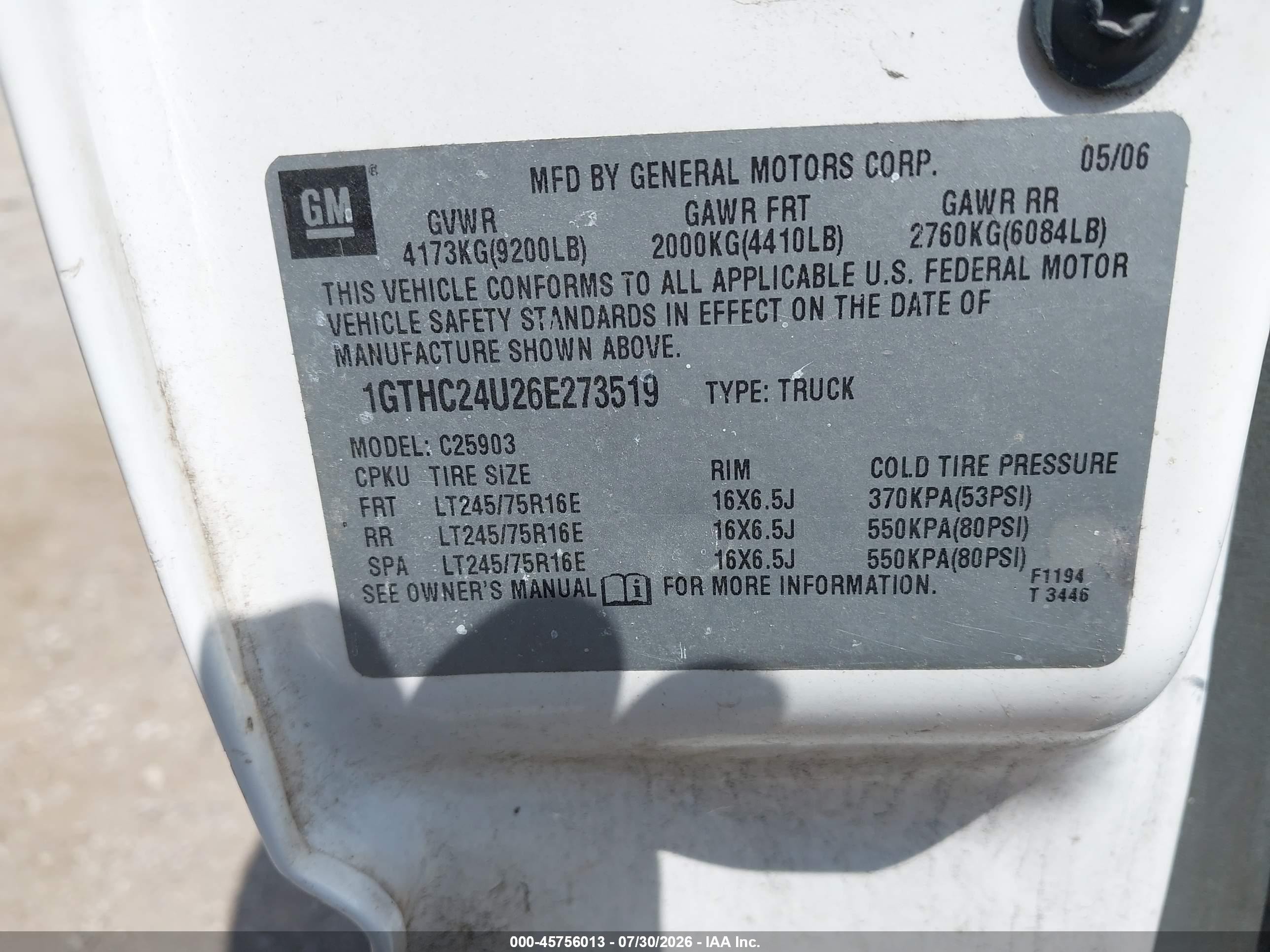 2006 Gmc Sierra 2500hd Work Truck White vin: 1GTHC24U26E273519