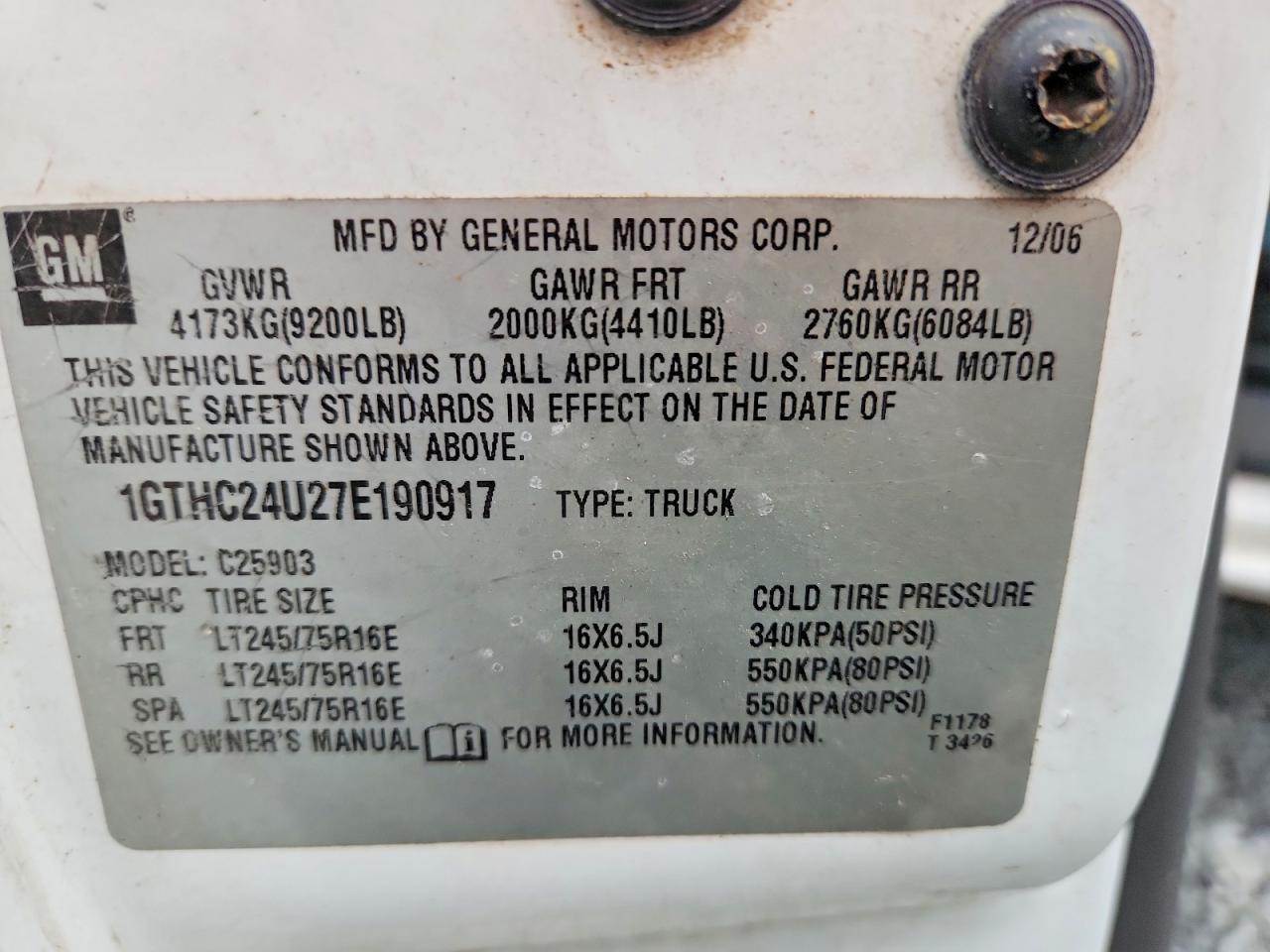 2007 Gmc Sierra C2500 Heavy Duty White vin: 1GTHC24U27E190917