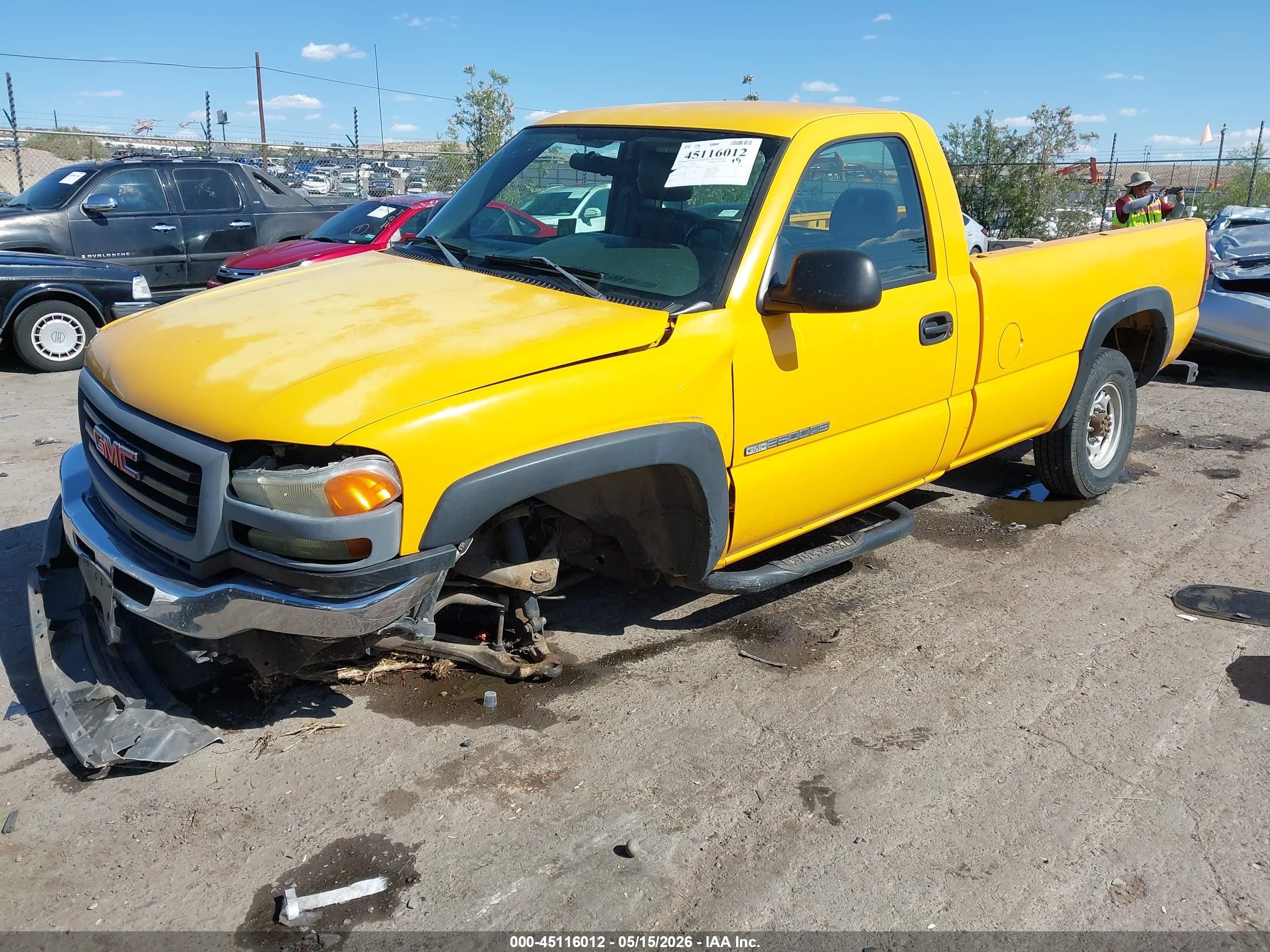 2006 Gmc Sierra 2500hd Work Truck Yellow vin: 1GTHC24UX6E237982
