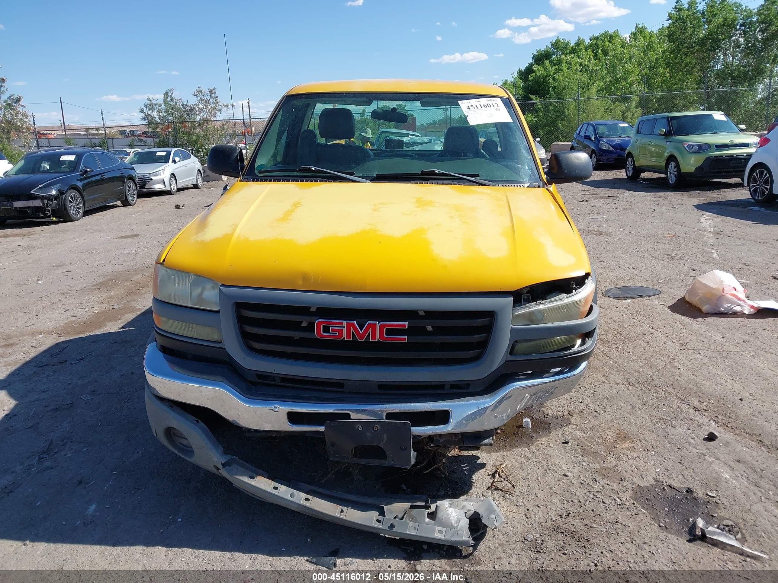 2006 Gmc Sierra 2500hd Work Truck Yellow vin: 1GTHC24UX6E237982