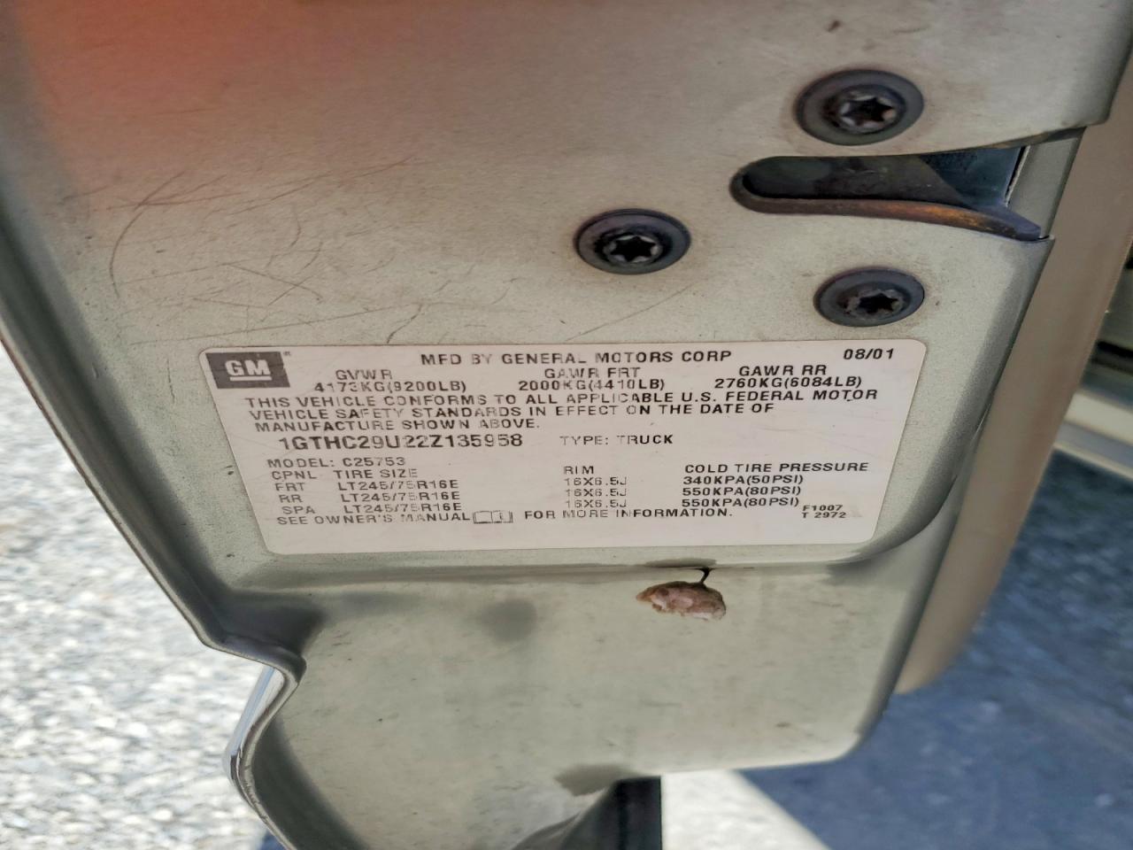 2002 Gmc Sierra C2500 Heavy Duty Silver vin: 1GTHC29U22Z135958
