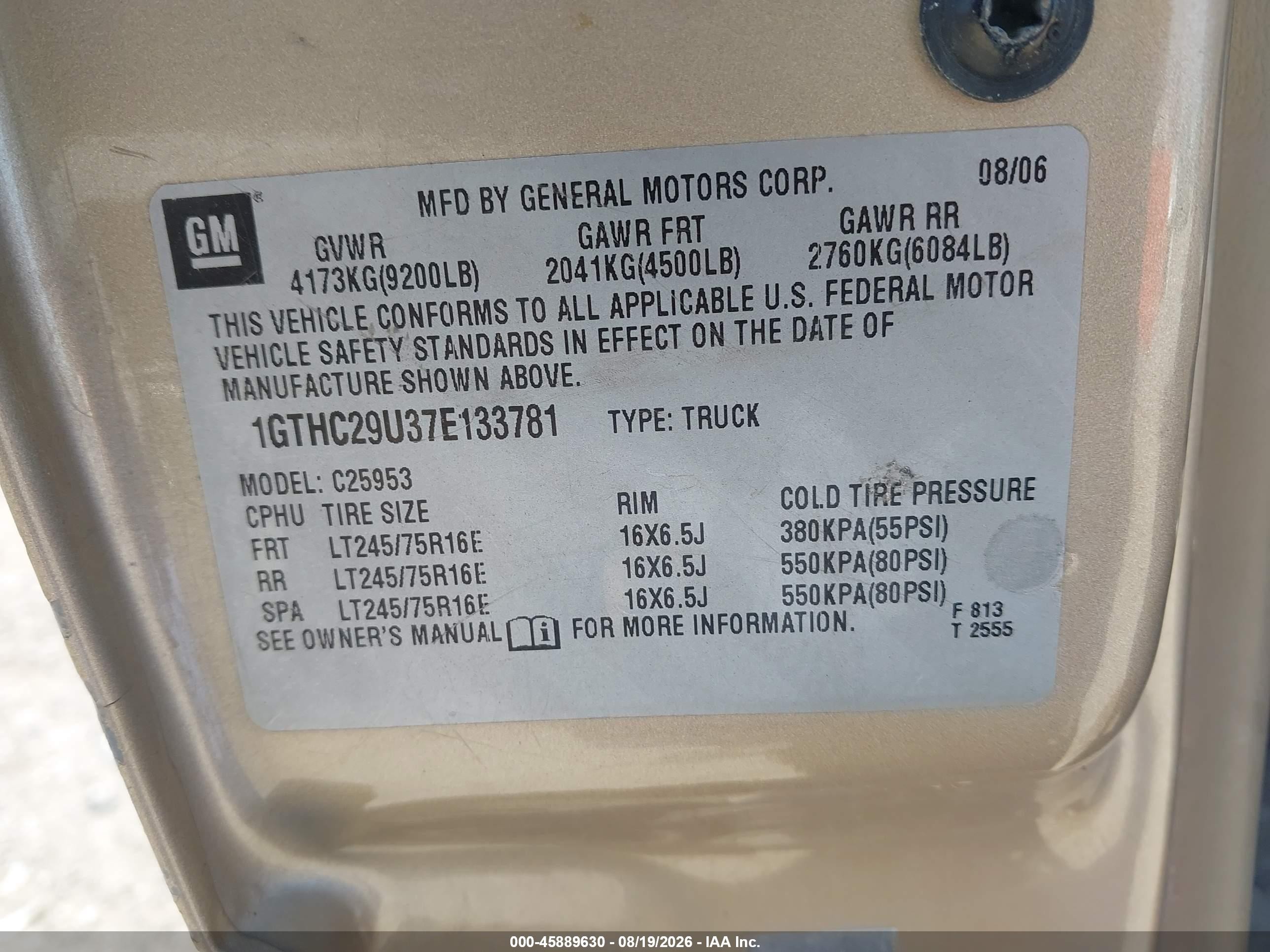 2007 Gmc Sierra 2500hd Classic Sle1 Gold vin: 1GTHC29U37E133781
