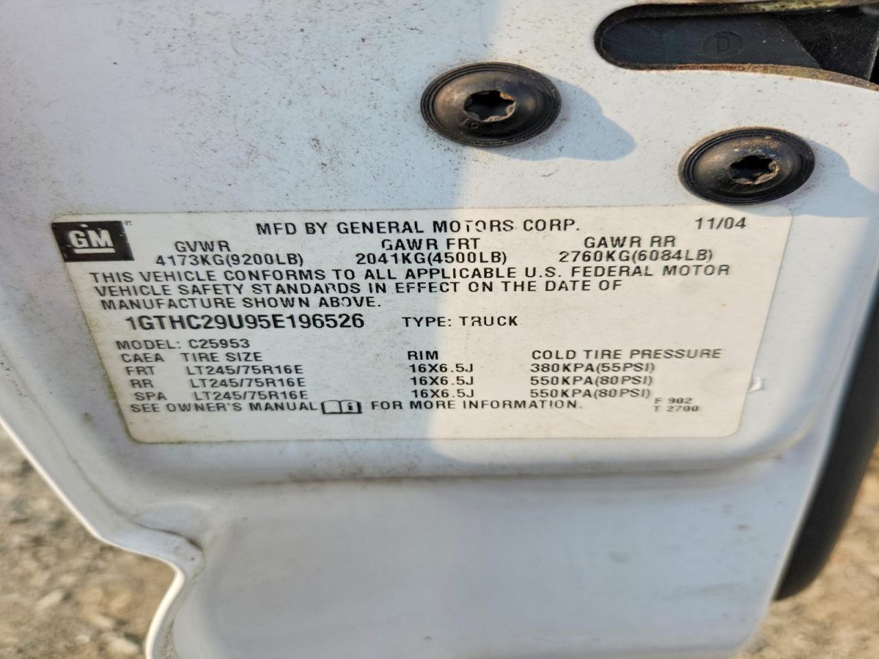 2005 Gmc Sierra C2500 Heavy Duty White vin: 1GTHC29U95E196526