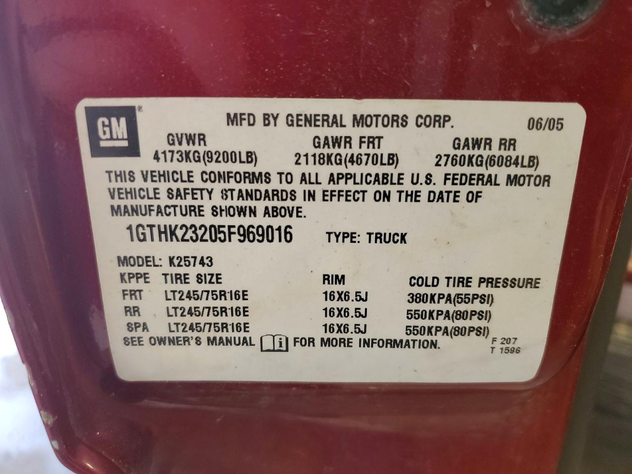 2005 Gmc Sierra K2500 Heavy Duty Maroon vin: 1GTHK23205F969016