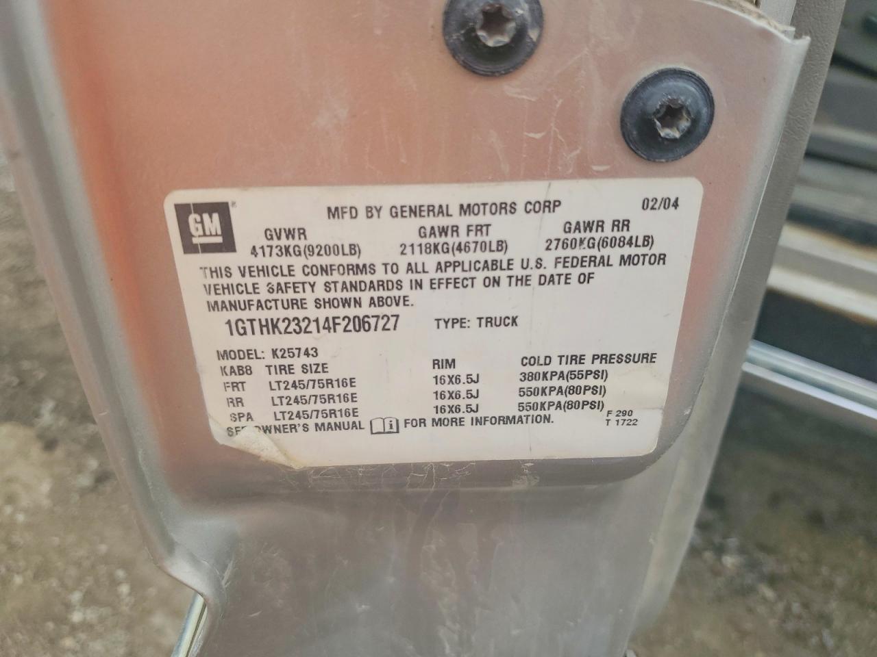 2004 Gmc Sierra K2500 Heavy Duty Silver vin: 1GTHK23214F206727