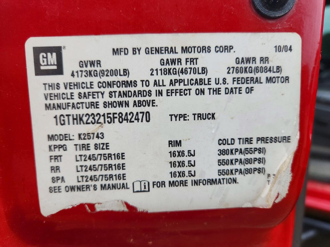 2005 Gmc Sierra K2500 Heavy Duty Red vin: 1GTHK23215F842470