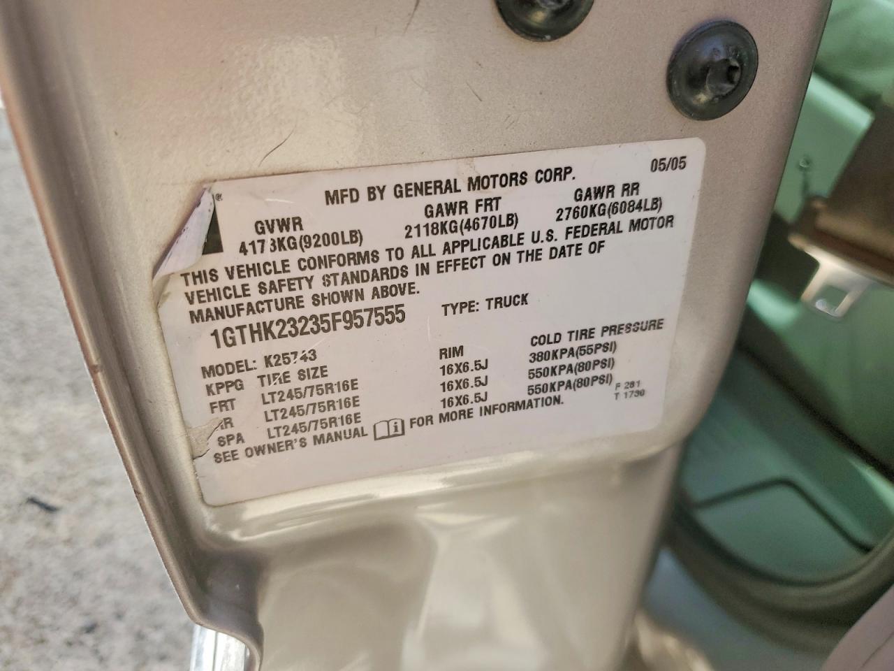 2005 Gmc Sierra K2500 Heavy Duty Tan vin: 1GTHK23235F957555