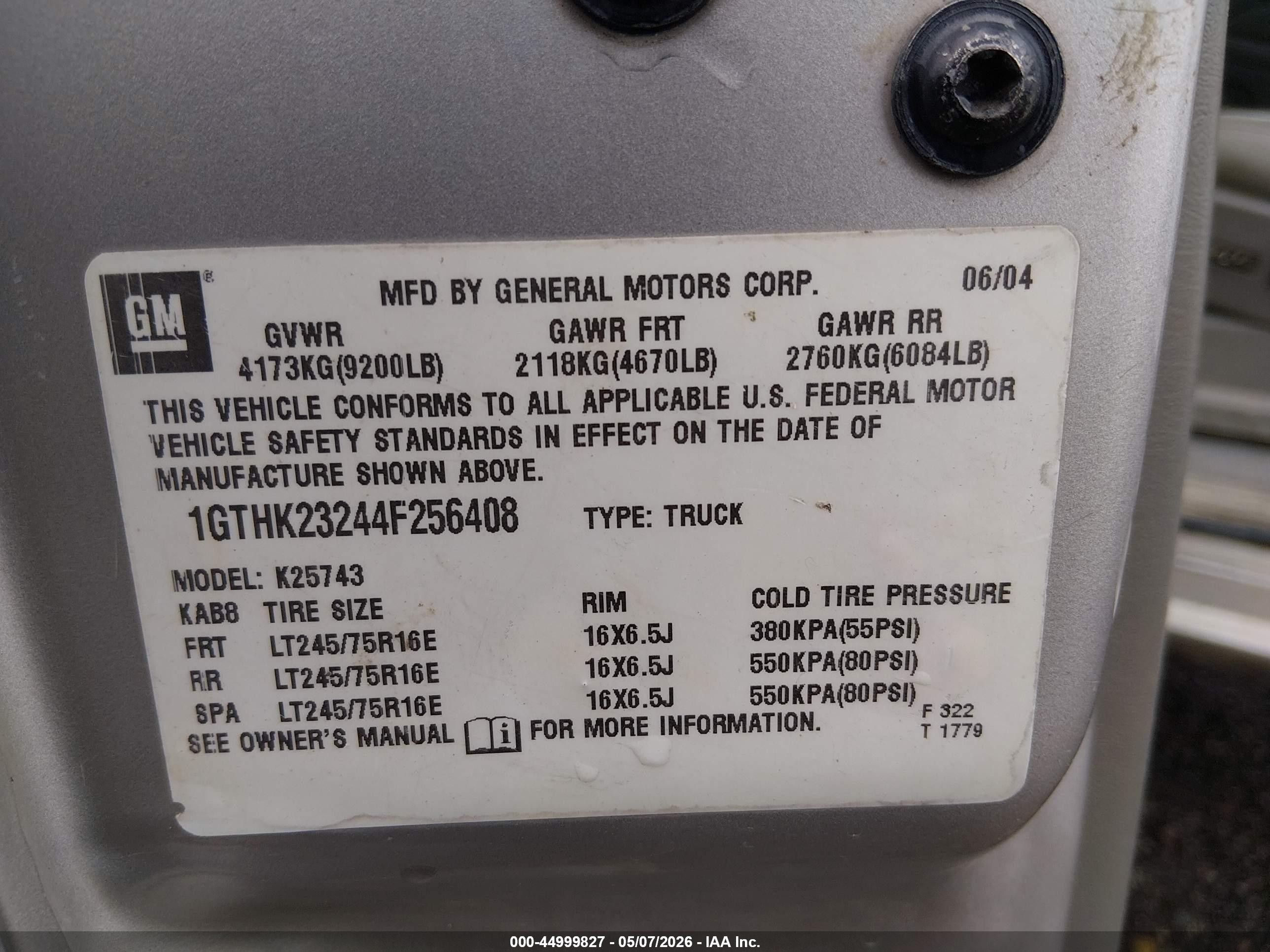 2004 Gmc Sierra 2500hd Slt Gray vin: 1GTHK23244F256408