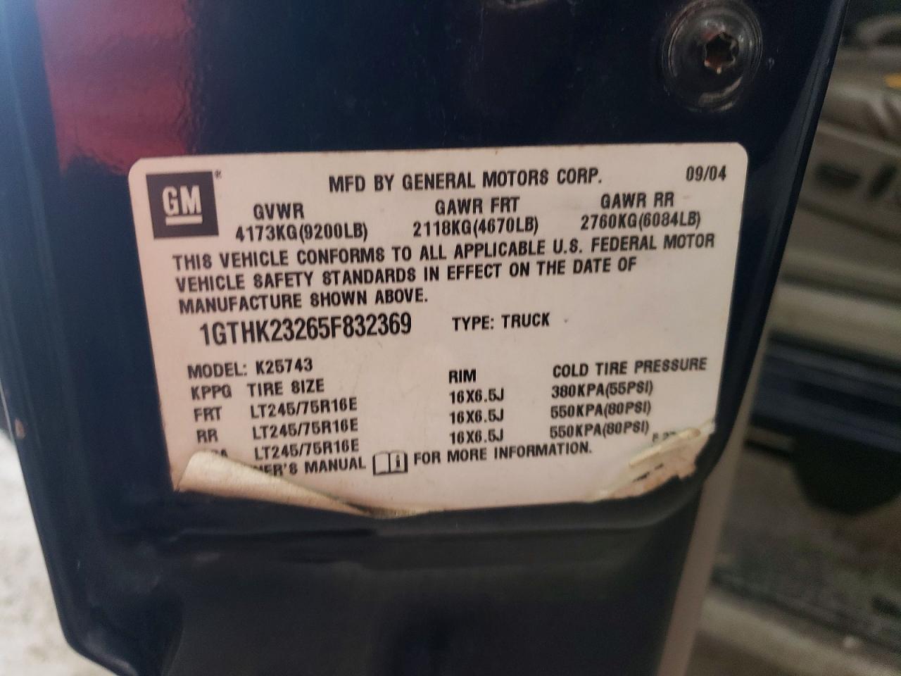 2005 Gmc Sierra K2500 Heavy Duty Blue vin: 1GTHK23265F832369
