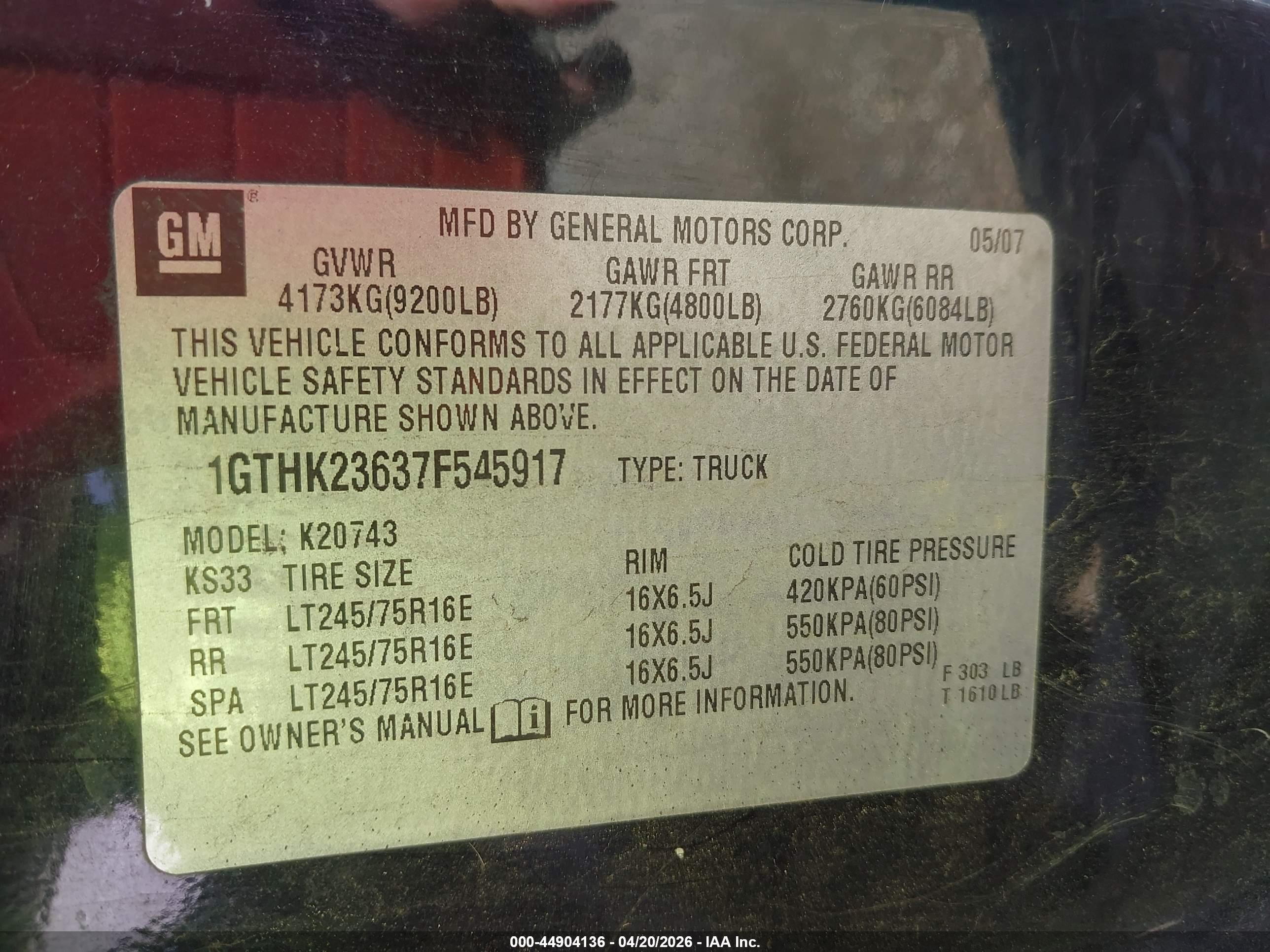 2007 Gmc Sierra 2500hd Sle2 Black vin: 1GTHK23637F545917