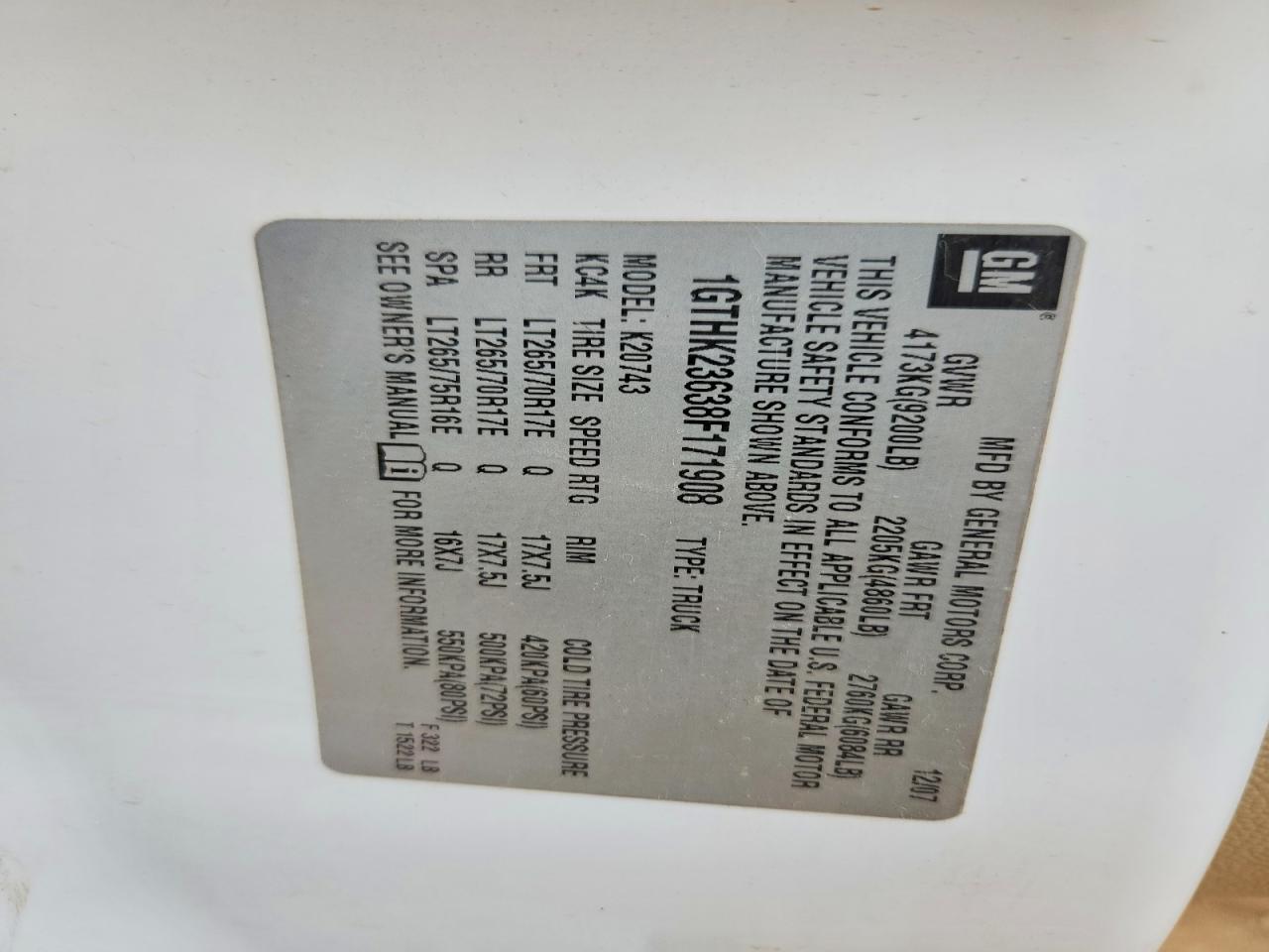 2008 Gmc Sierra K2500 Heavy Duty White vin: 1GTHK23638F171908