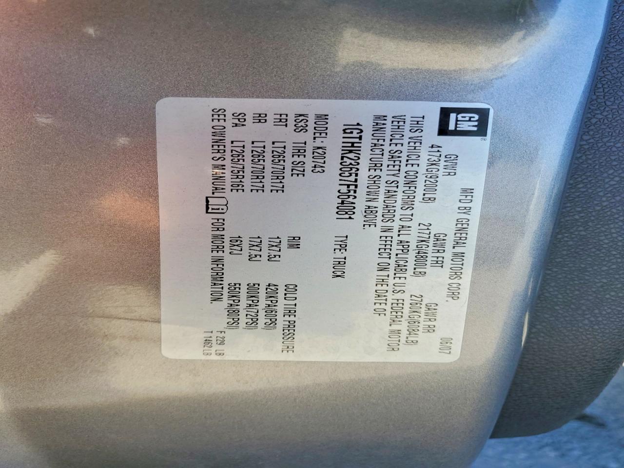 2007 Gmc Sierra K2500 Heavy Duty Gray vin: 1GTHK23657F564081