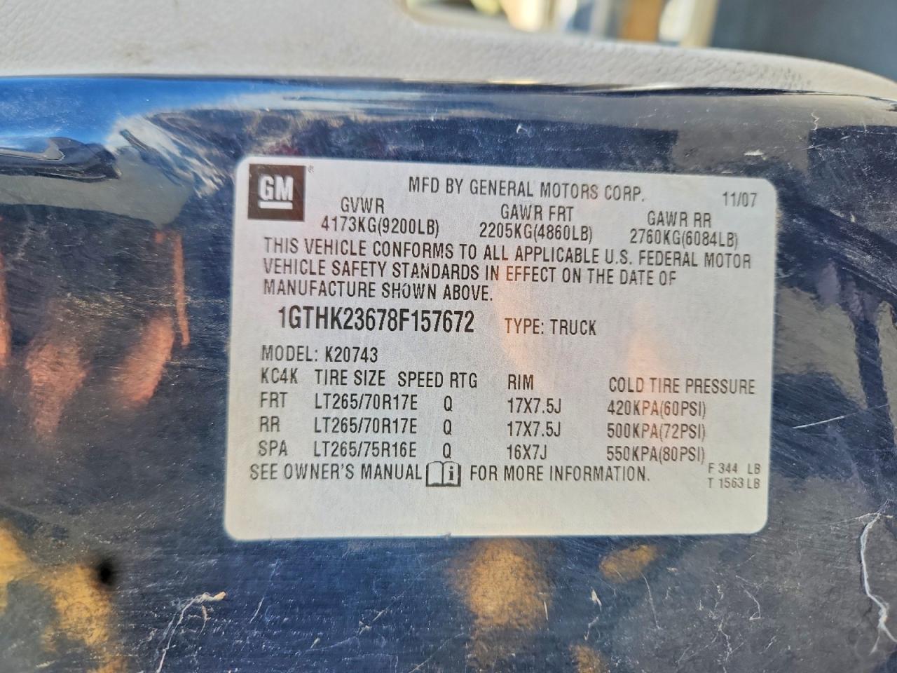 2008 Gmc Sierra K2500 Heavy Duty Blue vin: 1GTHK23678F157672