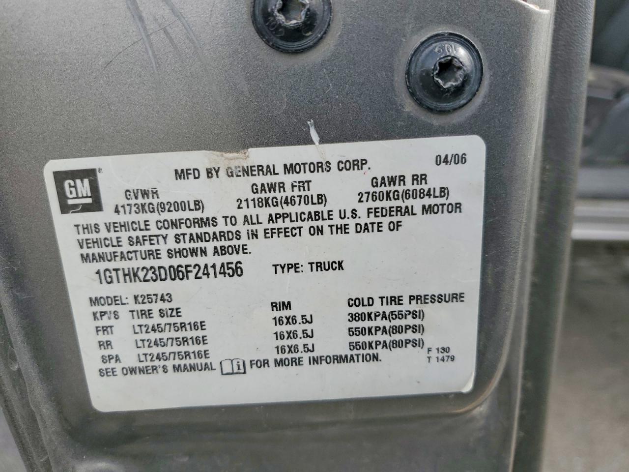 2006 Gmc Sierra K2500 Heavy Duty Gray vin: 1GTHK23D06F241456