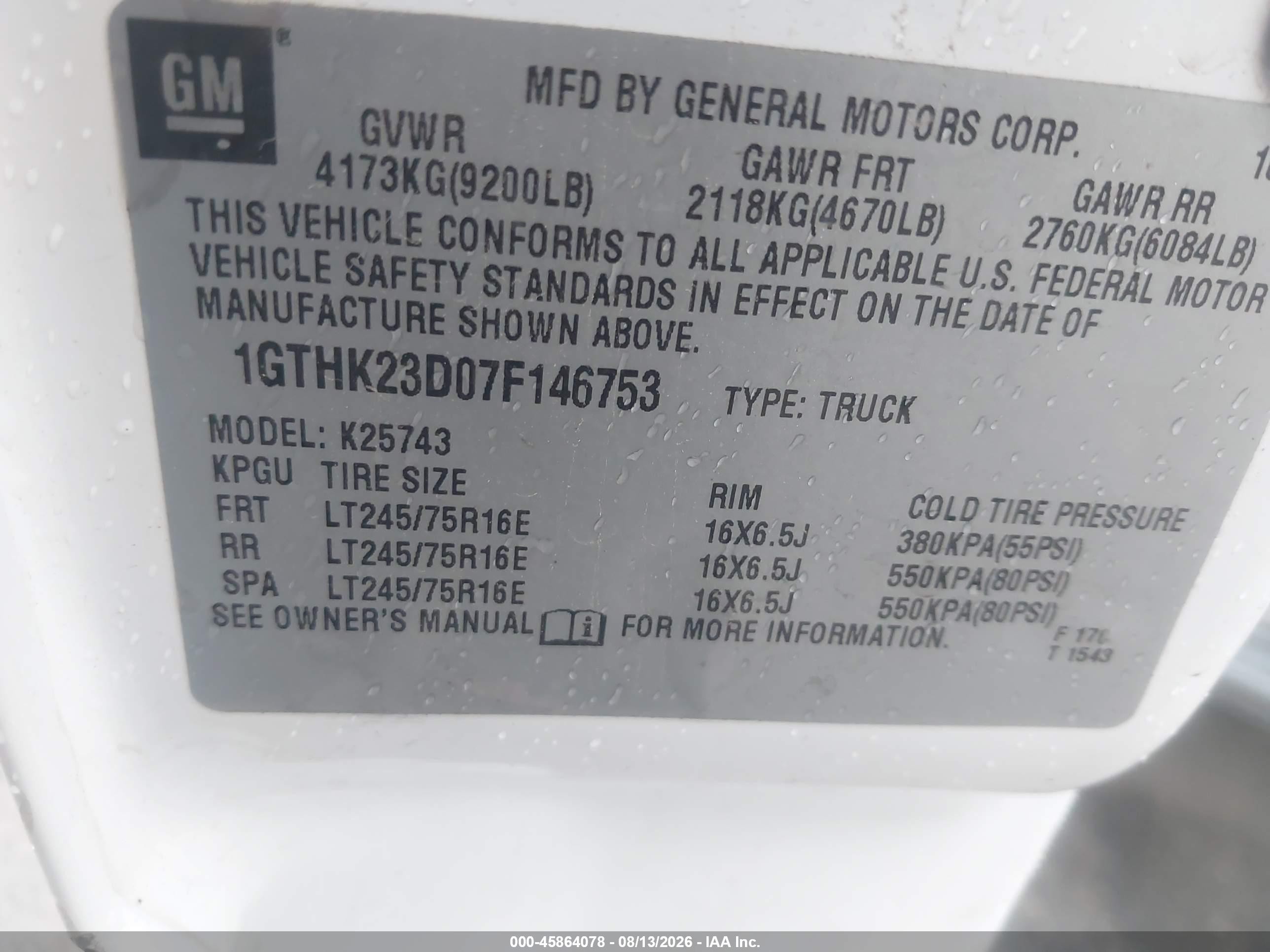 2007 Gmc Sierra 2500hd Classic Slt White vin: 1GTHK23D07F146753