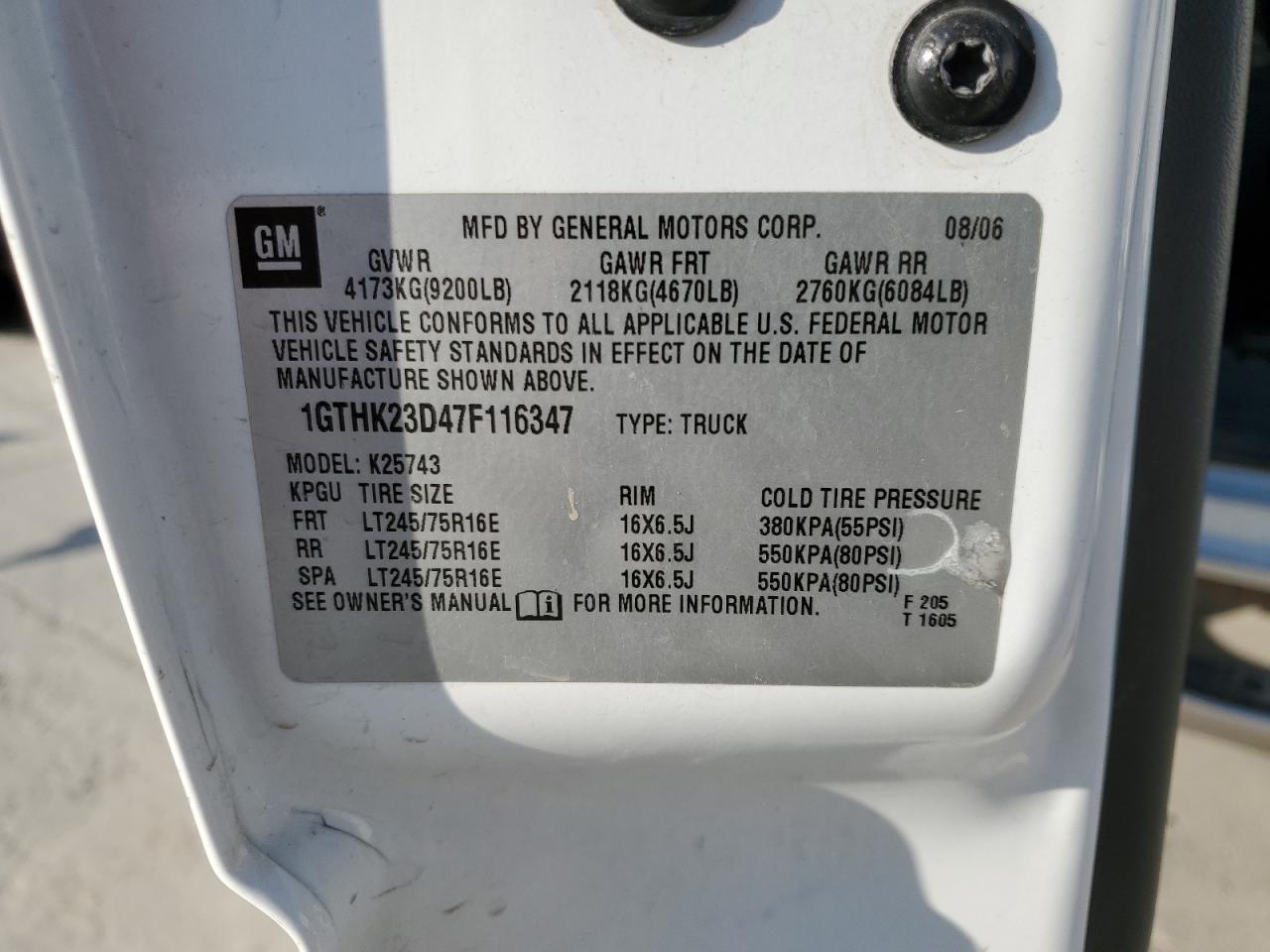 2007 Gmc Sierra K2500 Heavy Duty White vin: 1GTHK23D47F116347