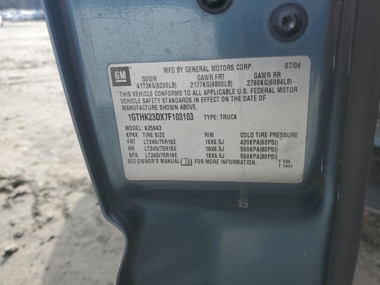 2007 Gmc Sierra K2500 Heavy Duty Green vin: 1GTHK23DX7F103103