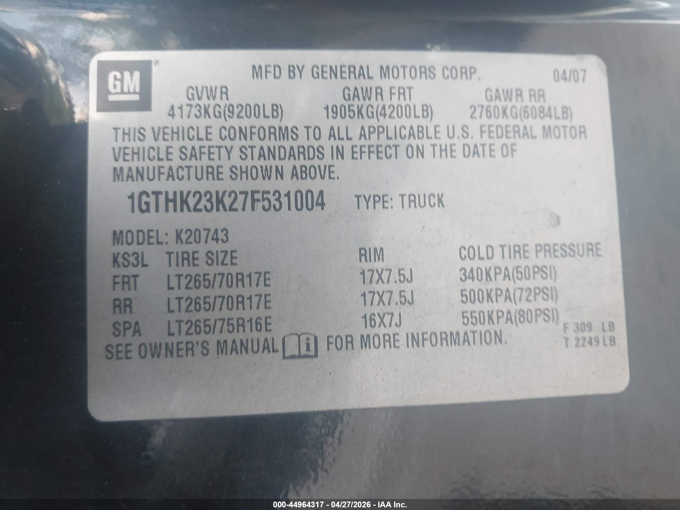 2007 Gmc Sierra 2500hd Slt Black vin: 1GTHK23K27F531004