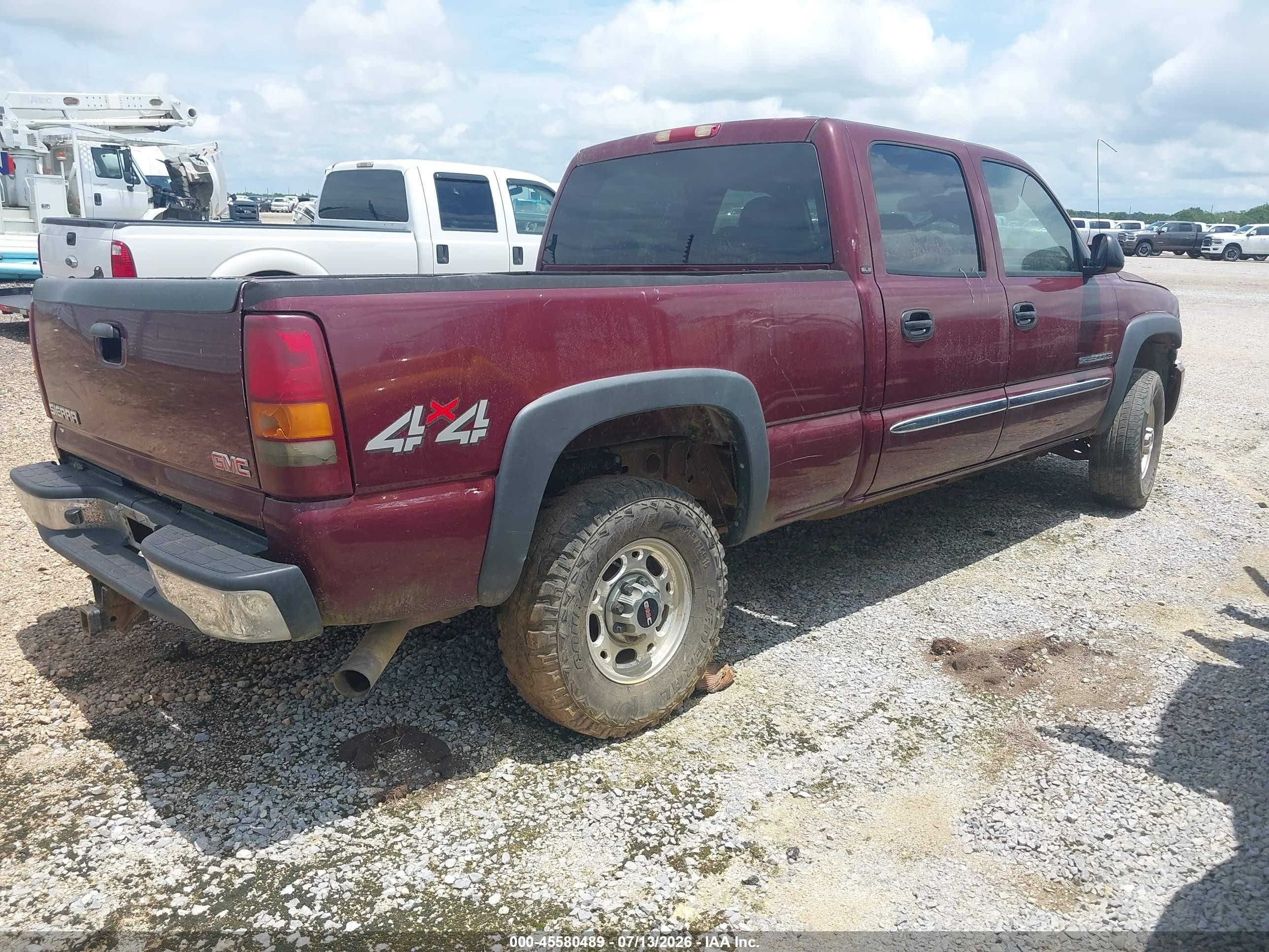2003 Gmc Sierra 2500hd Sle Burgundy vin: 1GTHK23U23F242961