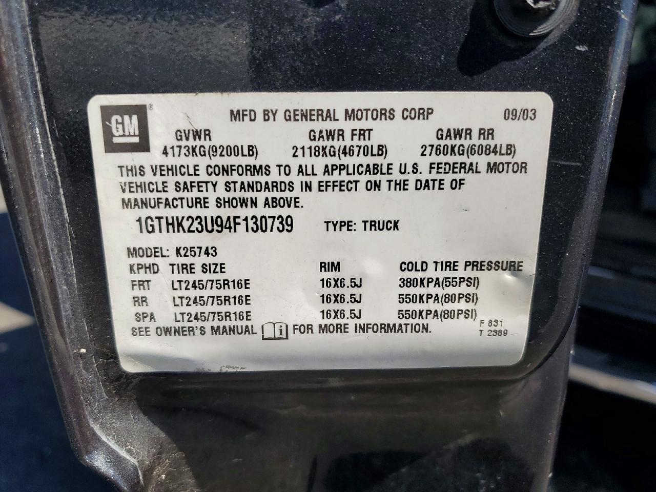 2004 Gmc Sierra K2500 Heavy Duty Угольный vin: 1GTHK23U94F130739
