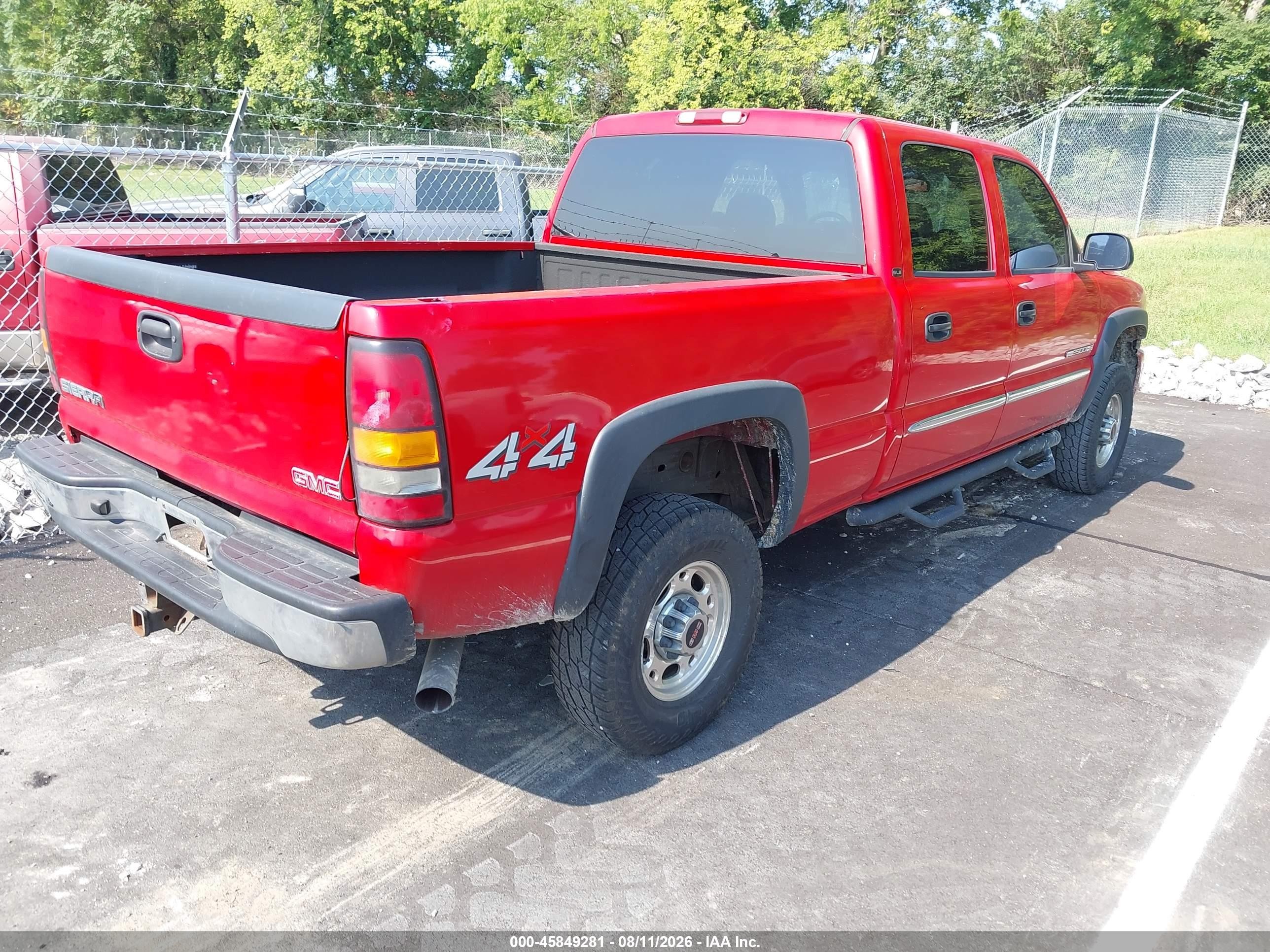 2004 Gmc Sierra 2500hd Sle Красный vin: 1GTHK23U94F216858