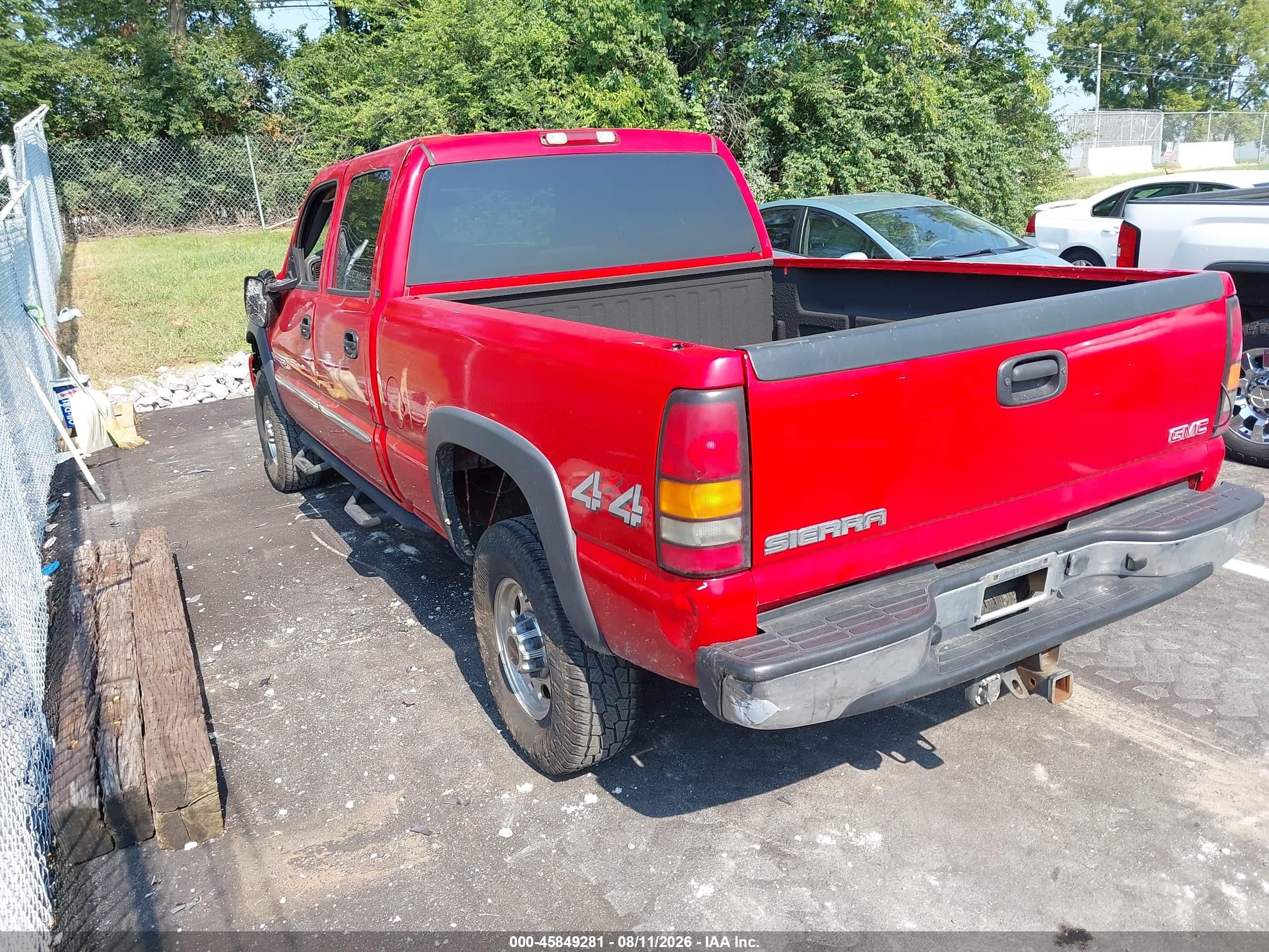 2004 Gmc Sierra 2500hd Sle Красный vin: 1GTHK23U94F216858
