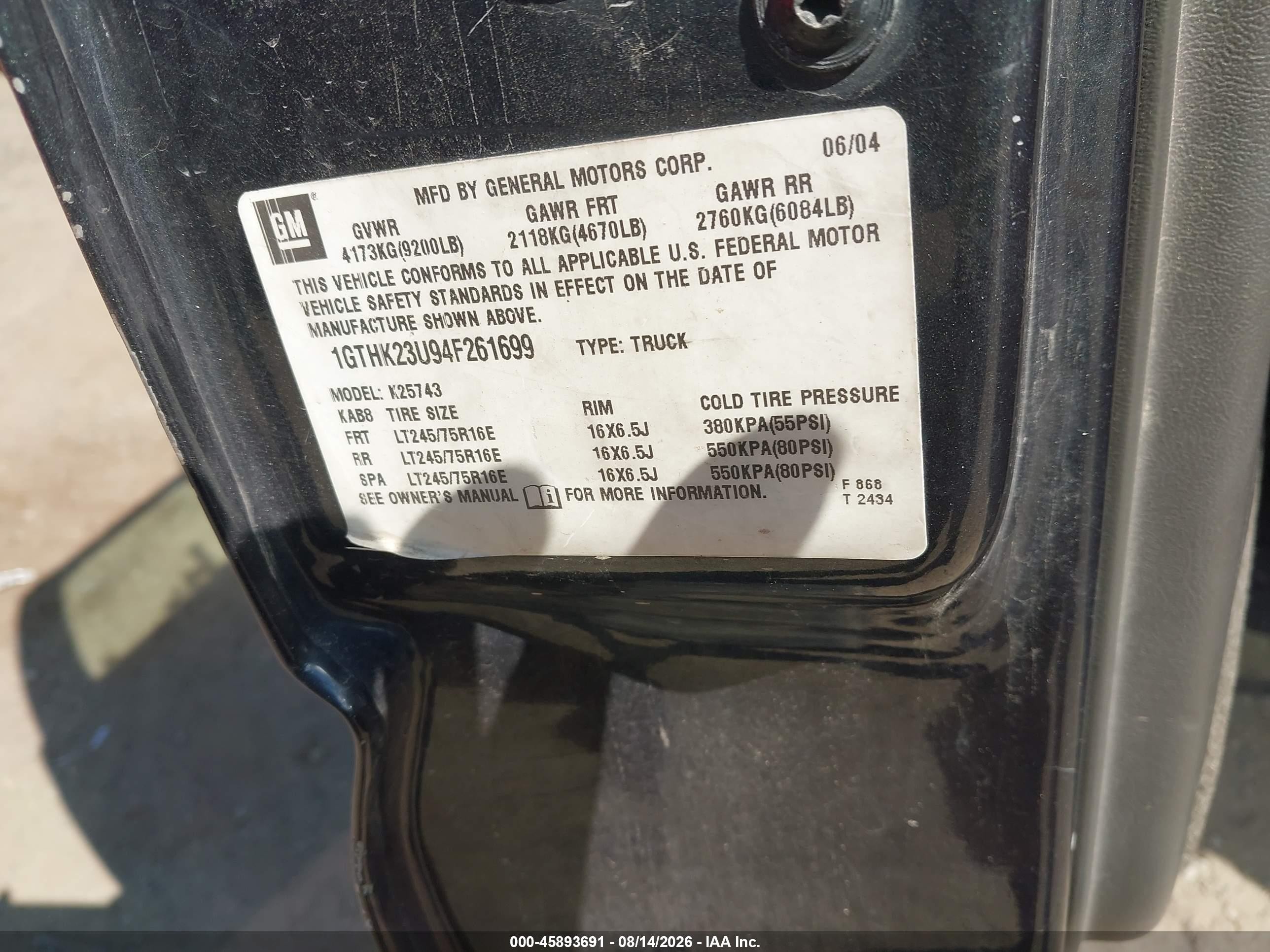 2004 Gmc Sierra 2500hd Slt Black vin: 1GTHK23U94F261699