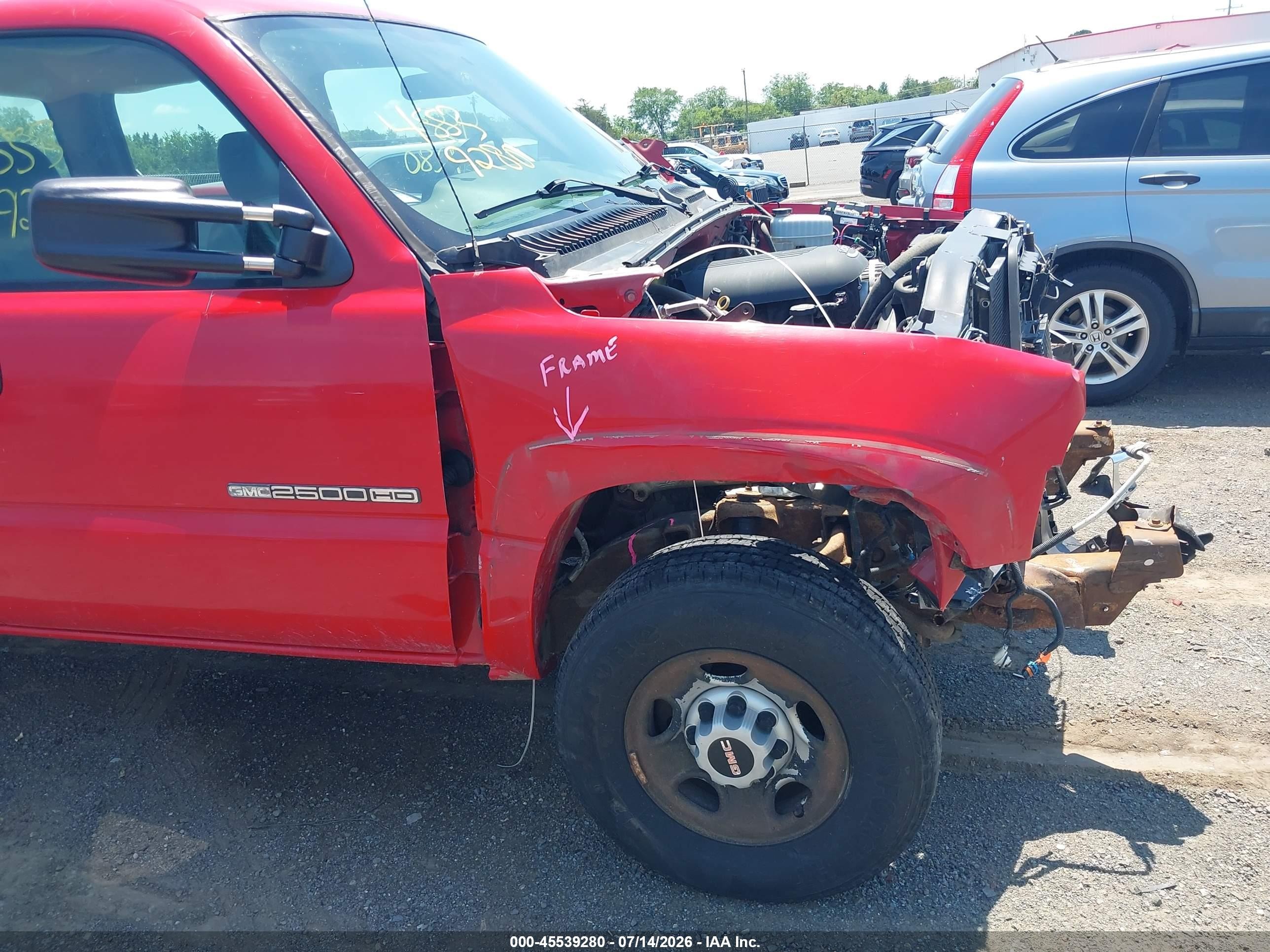 2007 Gmc Sierra 2500hd Classic Work Truck Red vin: 1GTHK23U97F198253